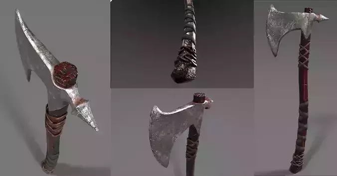 Game Ready Battle Axe Low-poly 3D model