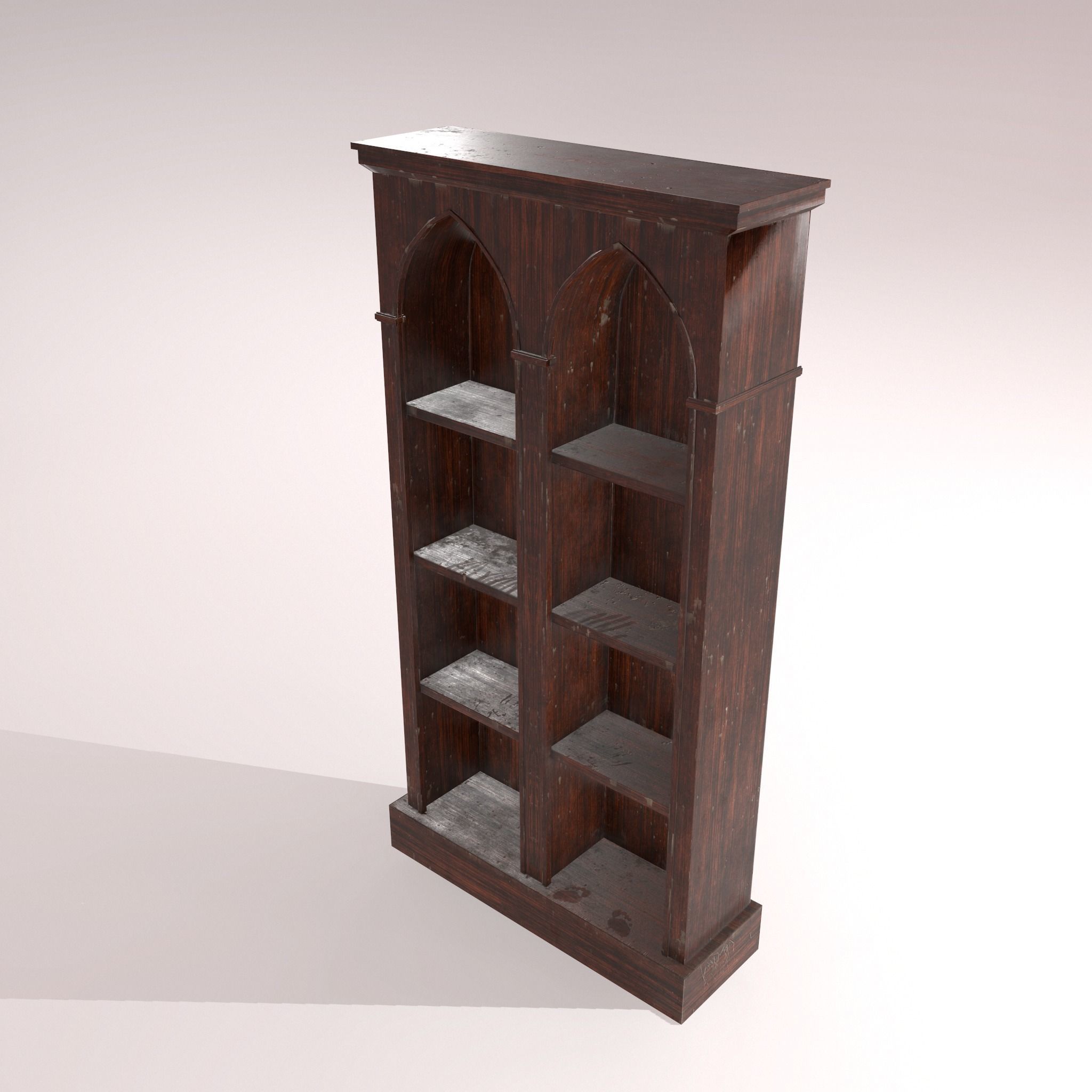 Old Dusty Bookshelf Low-poly 3D model_16