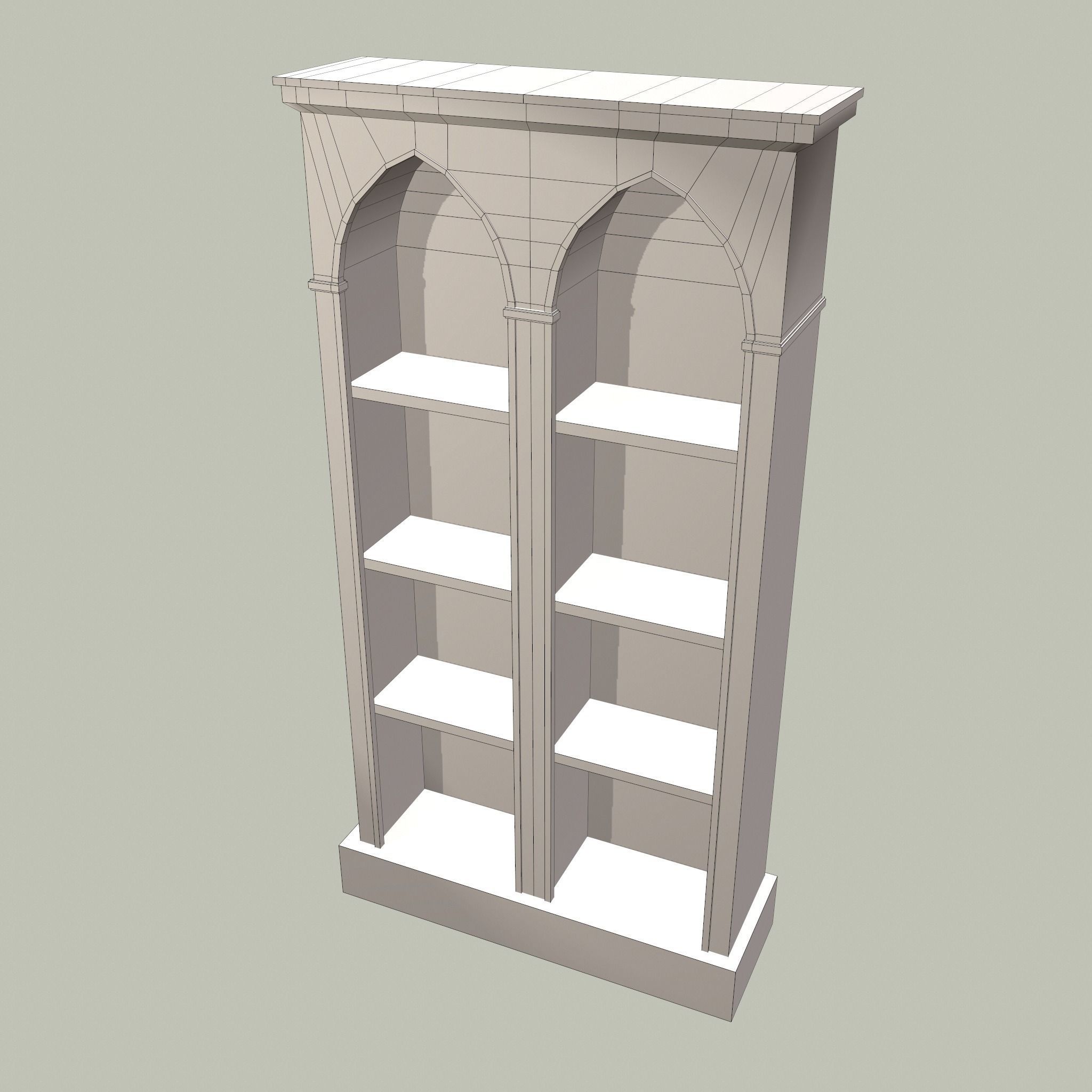 Old Dusty Bookshelf Low-poly 3D model_37