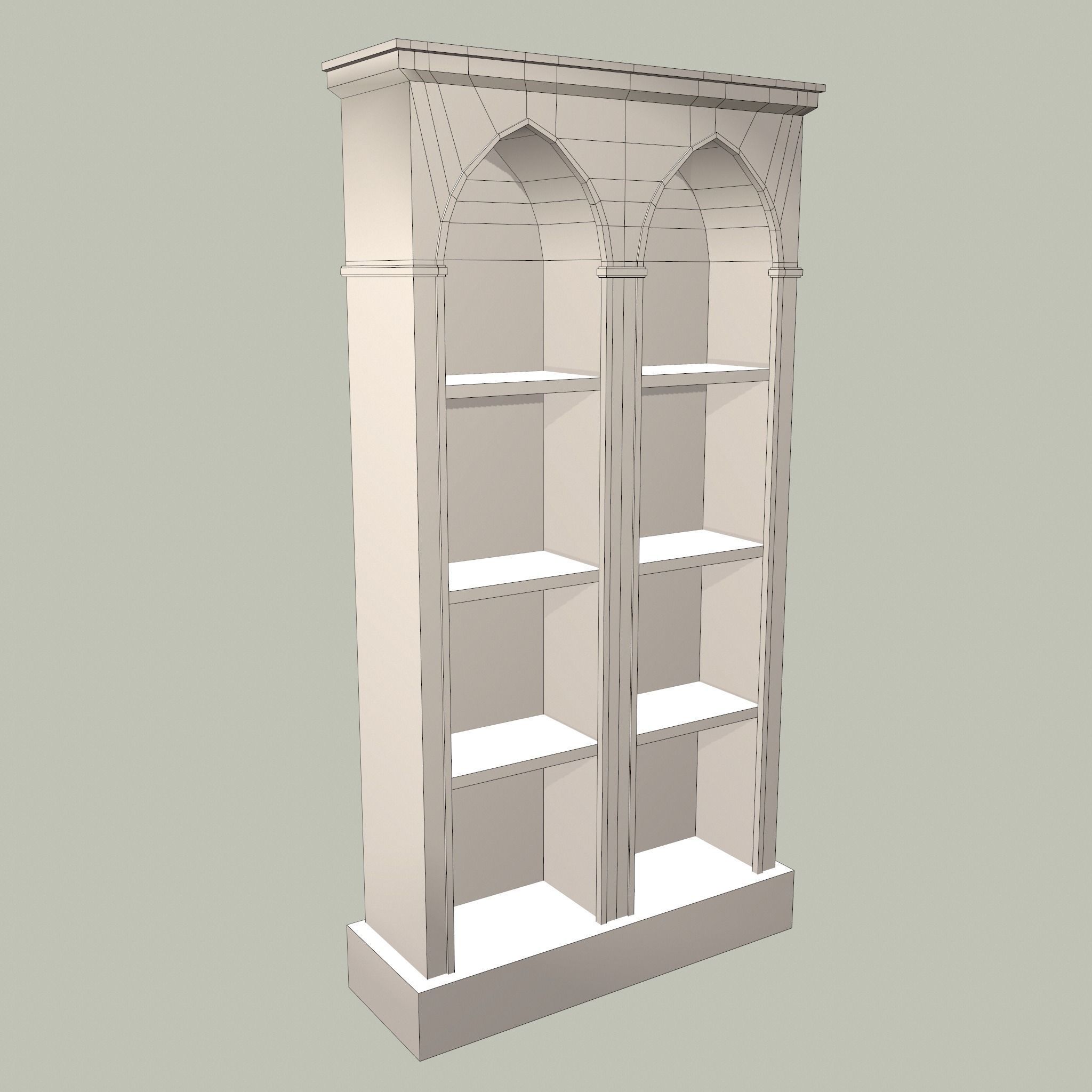 Old Dusty Bookshelf Low-poly 3D model_36