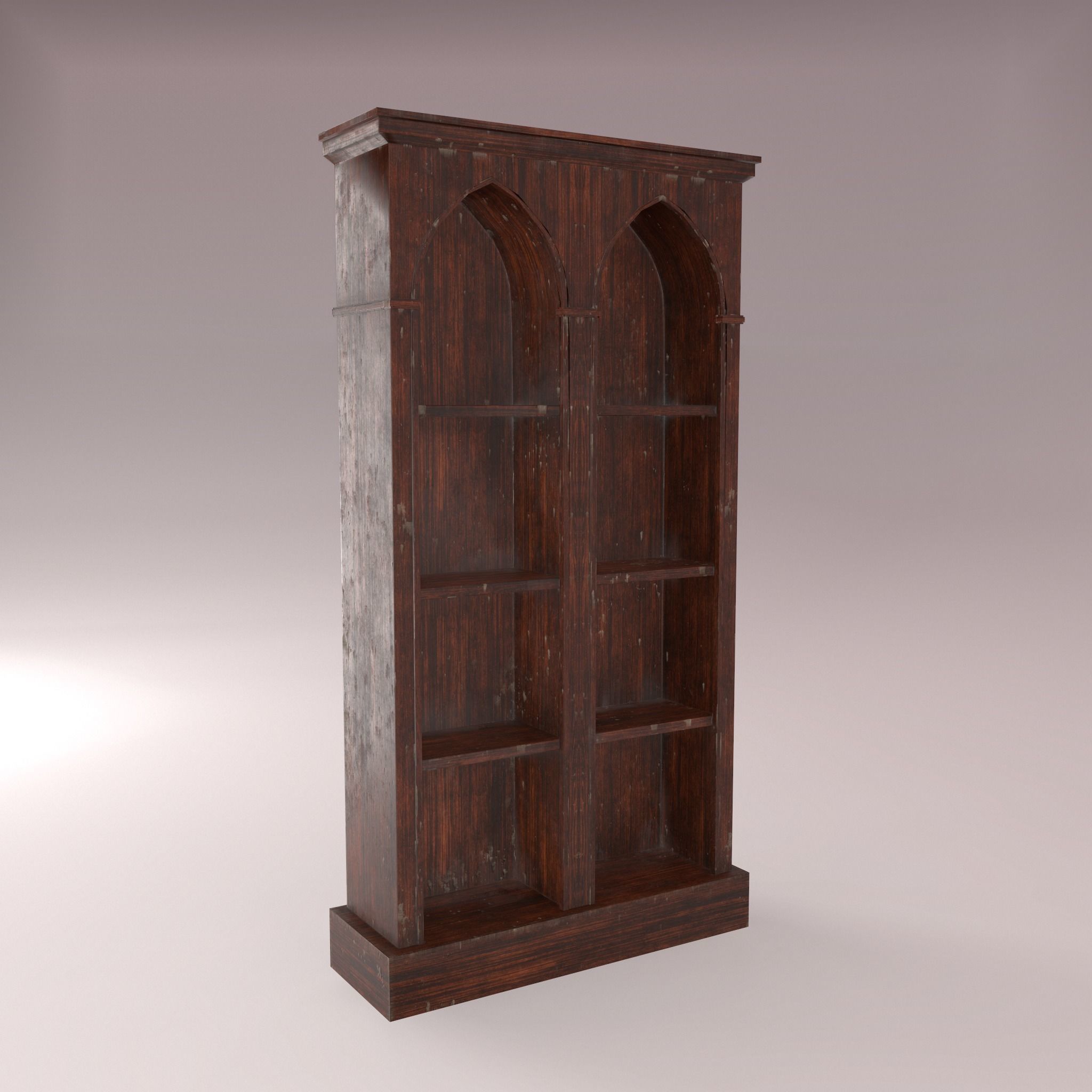 Old Dusty Bookshelf Low-poly 3D model_14