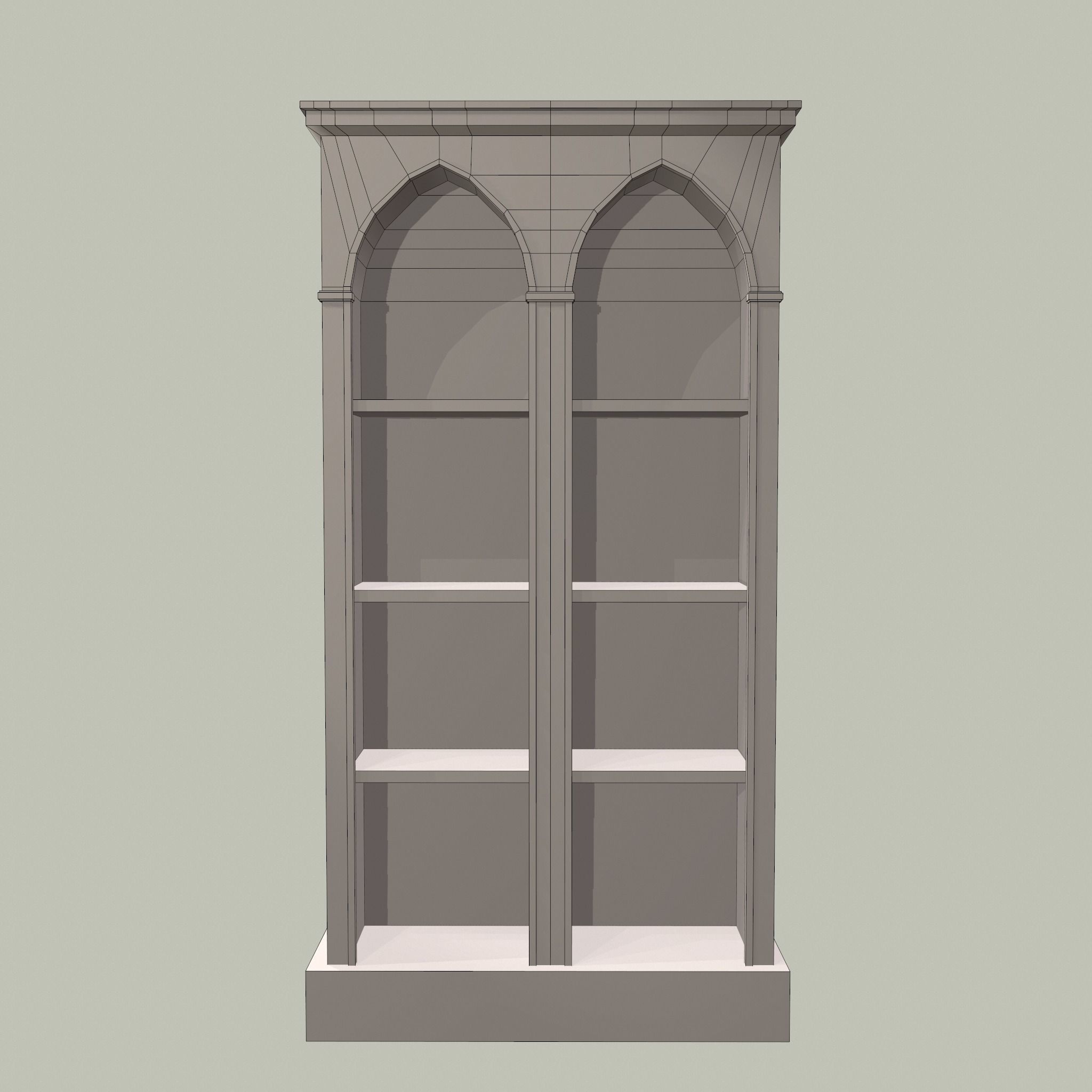 Old Dusty Bookshelf Low-poly 3D model_41