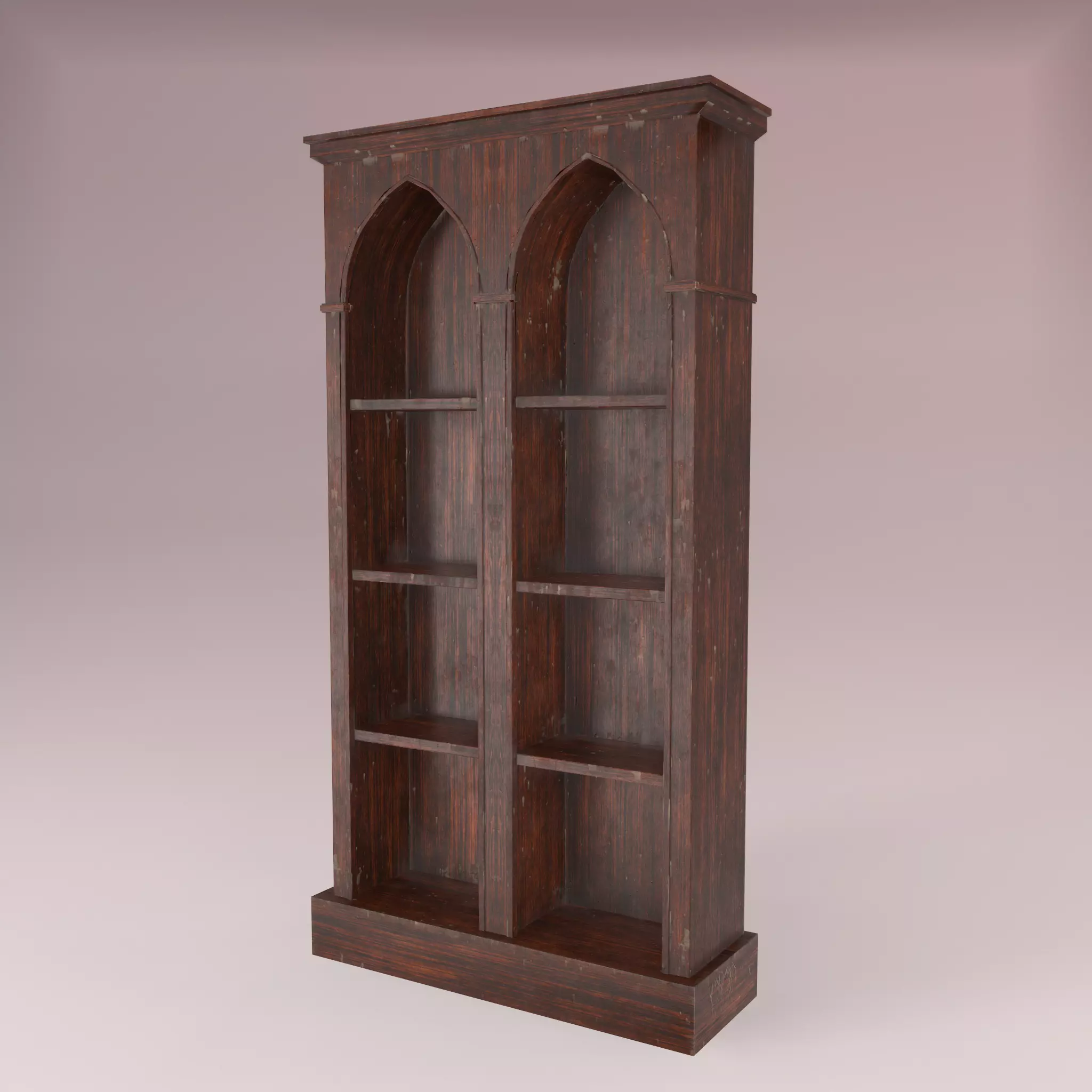 Old Dusty Bookshelf Low-poly 3D model_0