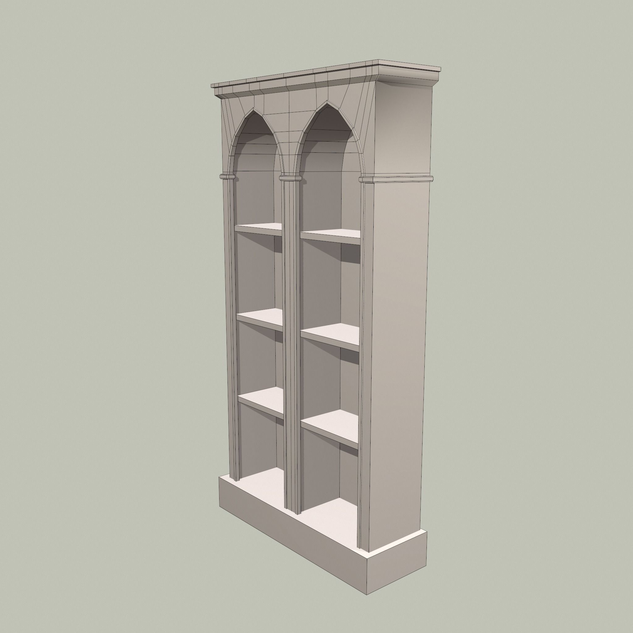 Old Dusty Bookshelf Low-poly 3D model_42
