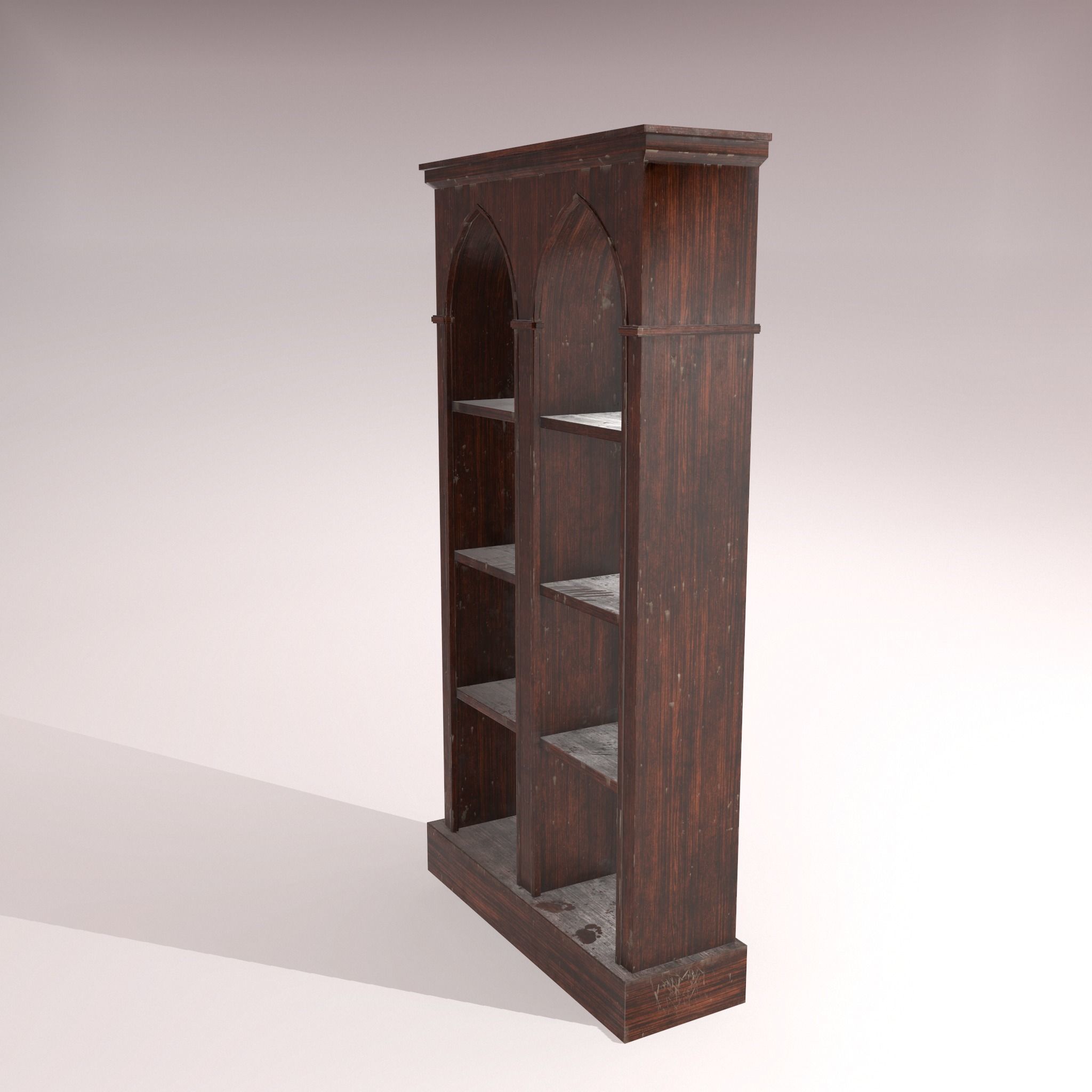 Old Dusty Bookshelf Low-poly 3D model_6