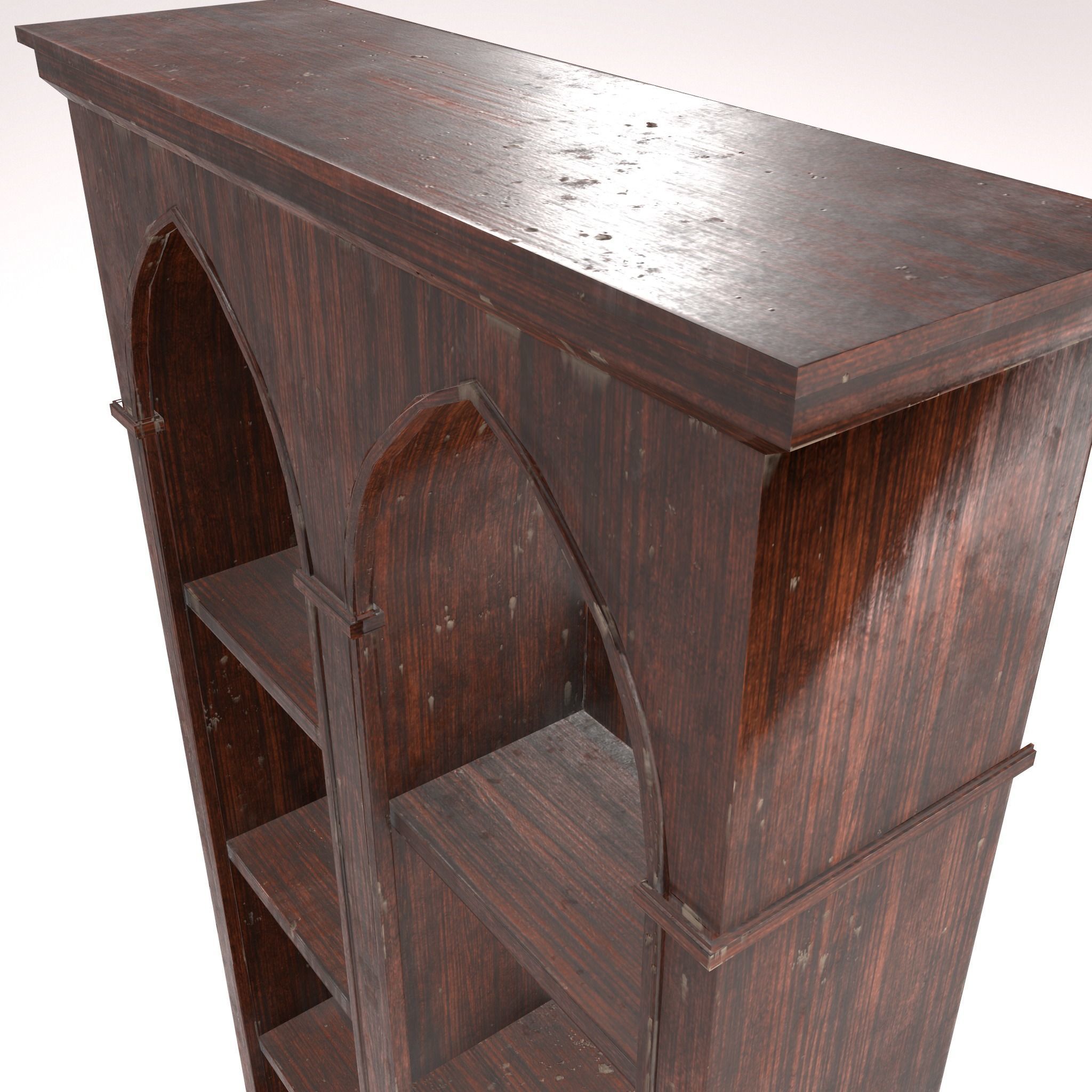 Old Dusty Bookshelf Low-poly 3D model_32