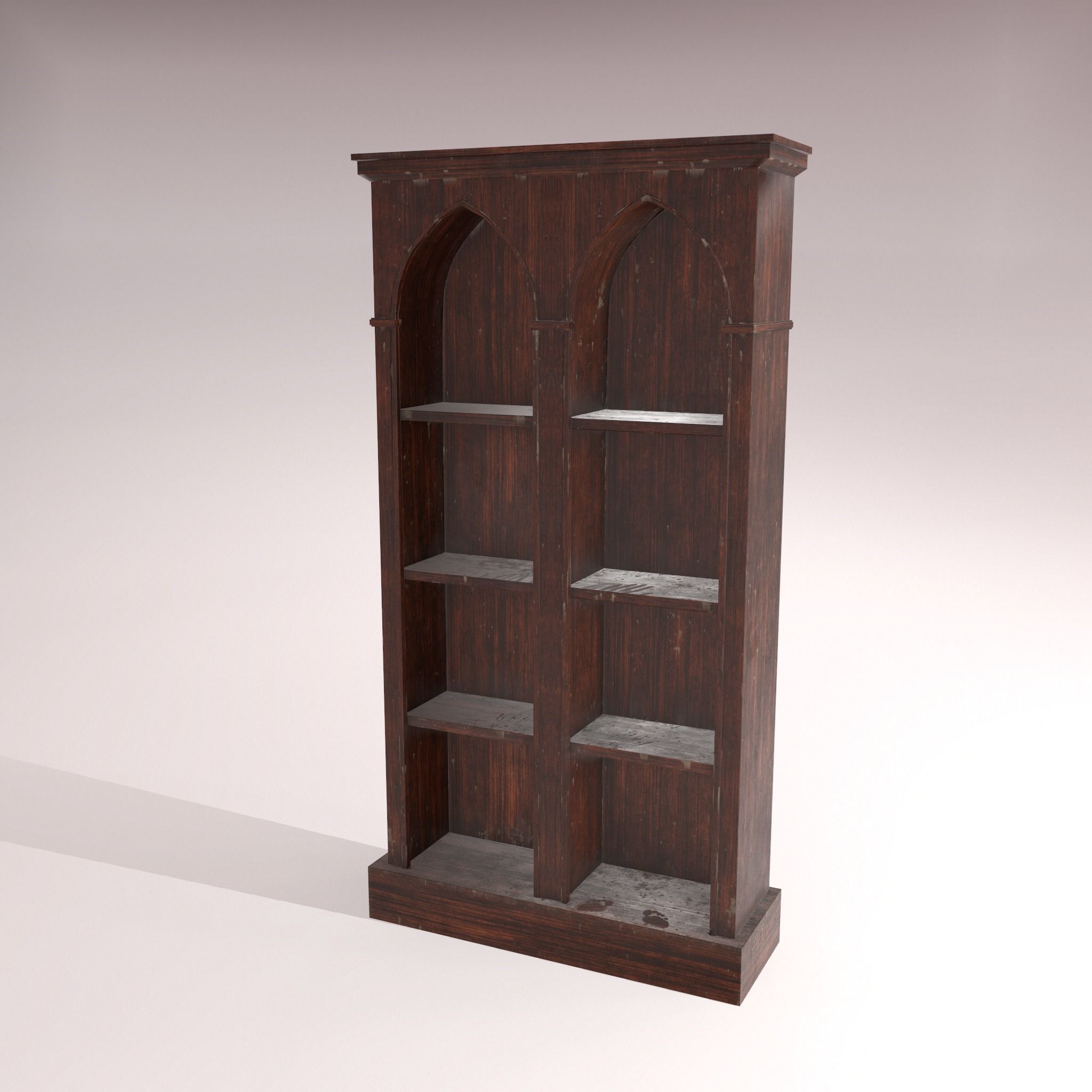 Old Dusty Bookshelf Low-poly 3D model_5