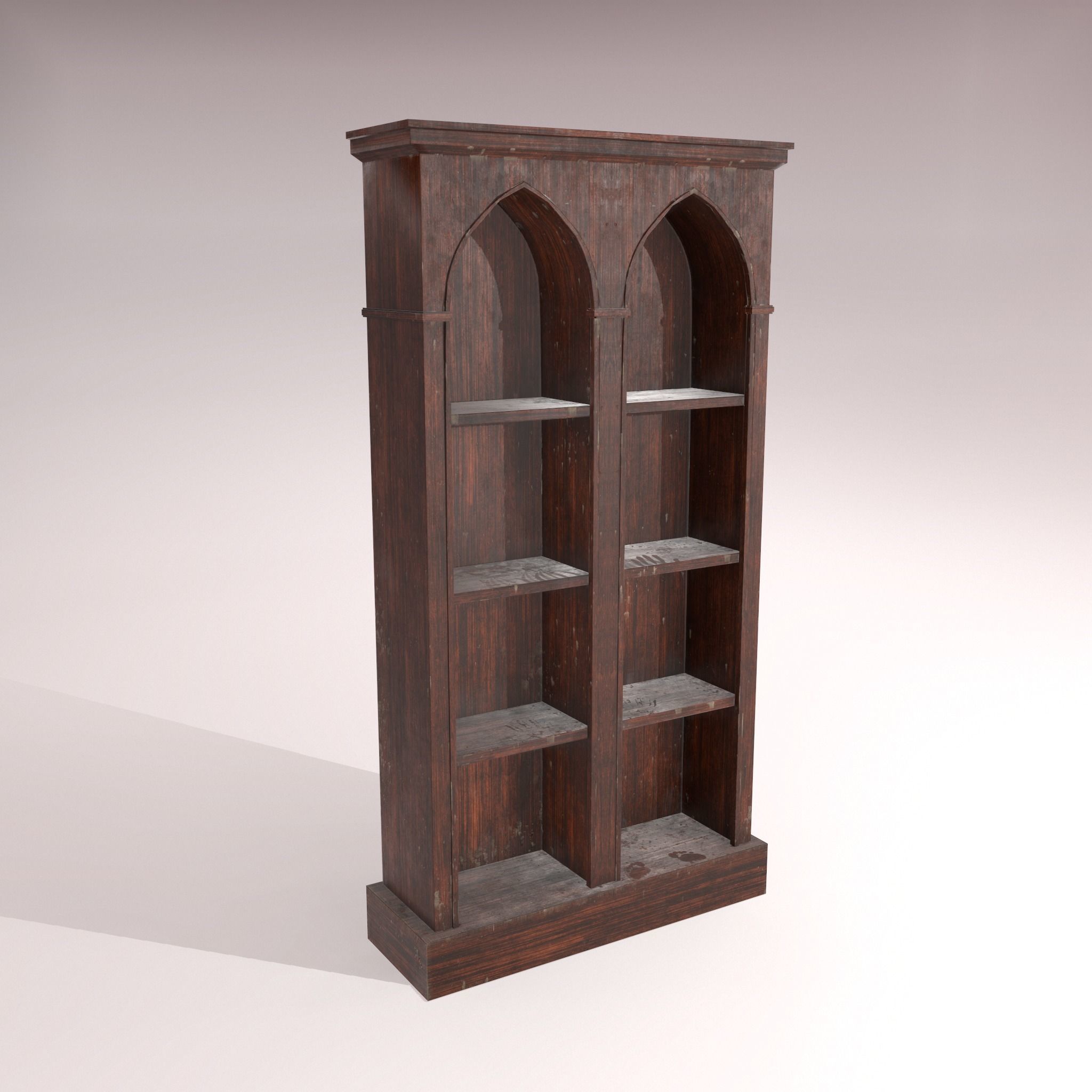Old Dusty Bookshelf Low-poly 3D model_2