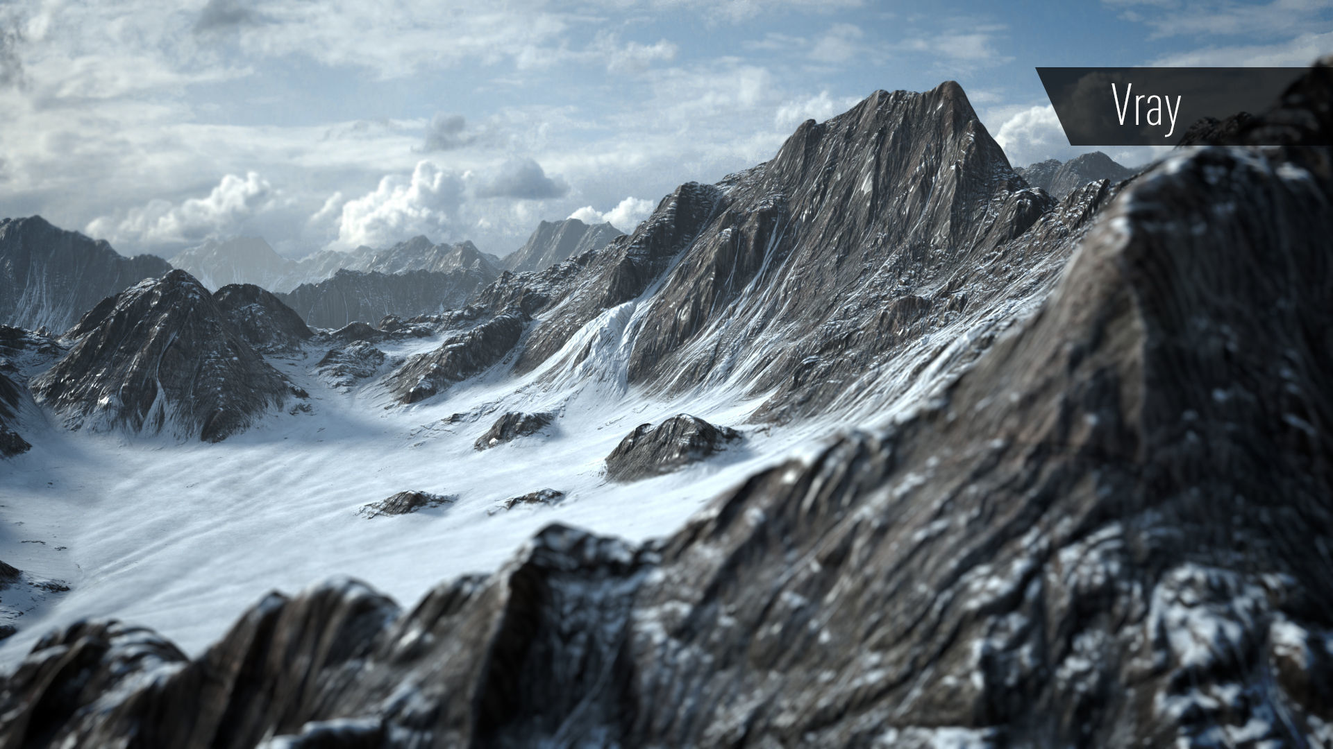 Mountain Snow Low-poly 3D model_1
