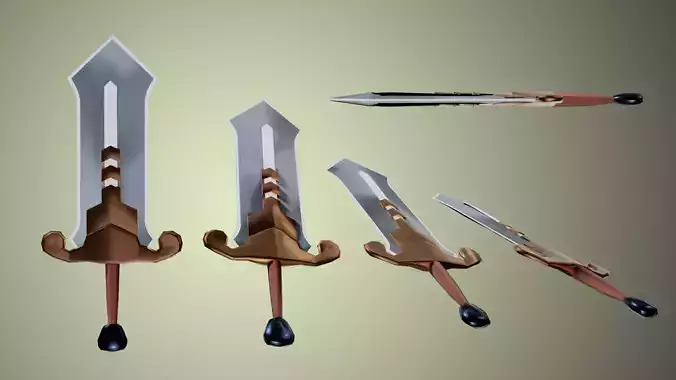Broad Sword Low-poly 3D model