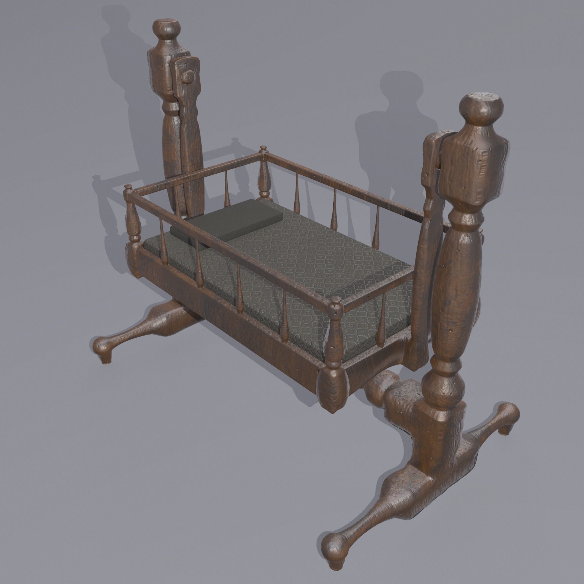 Antique Medieval Cradle Free low-poly 3D model_3