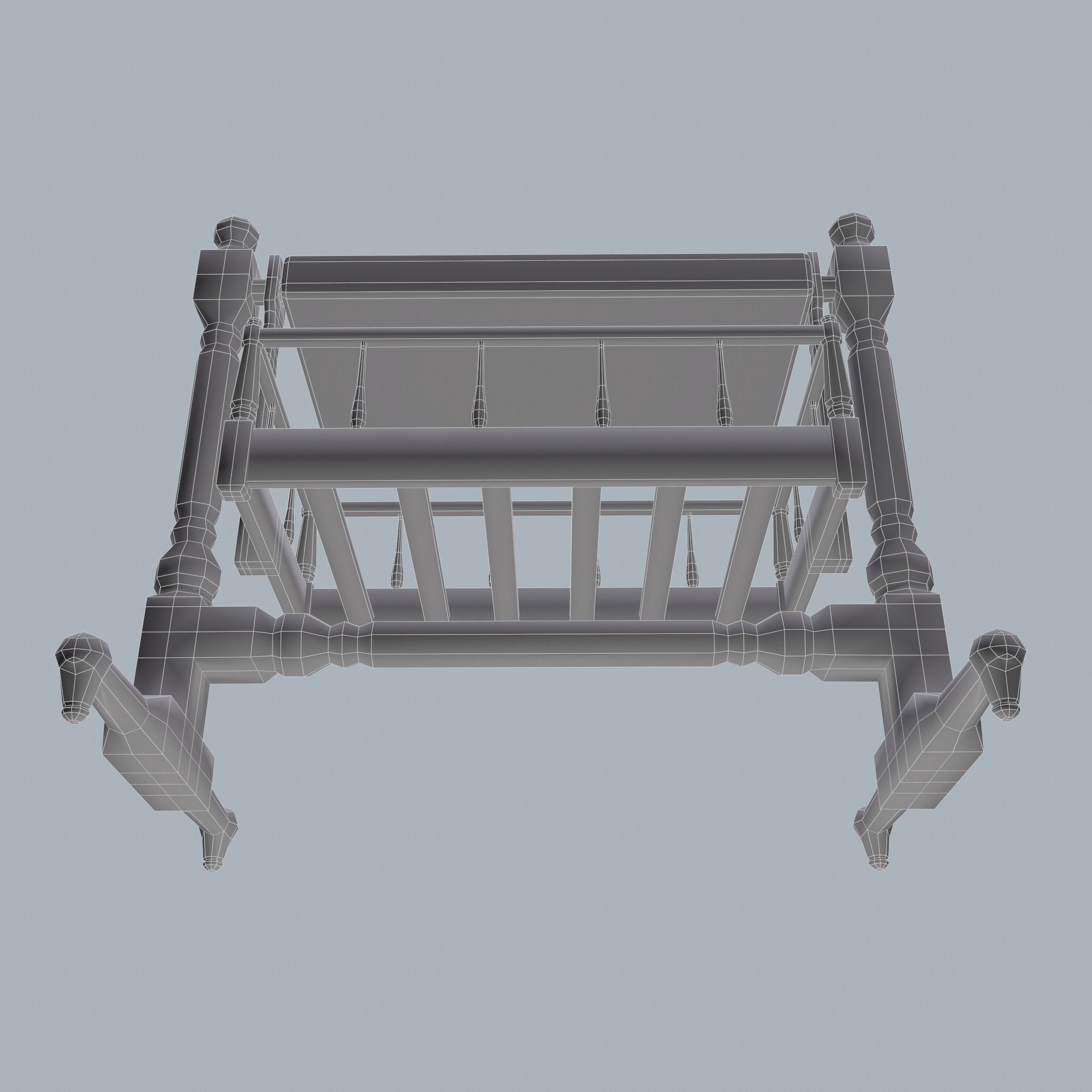 Antique Medieval Cradle Free low-poly 3D model_33