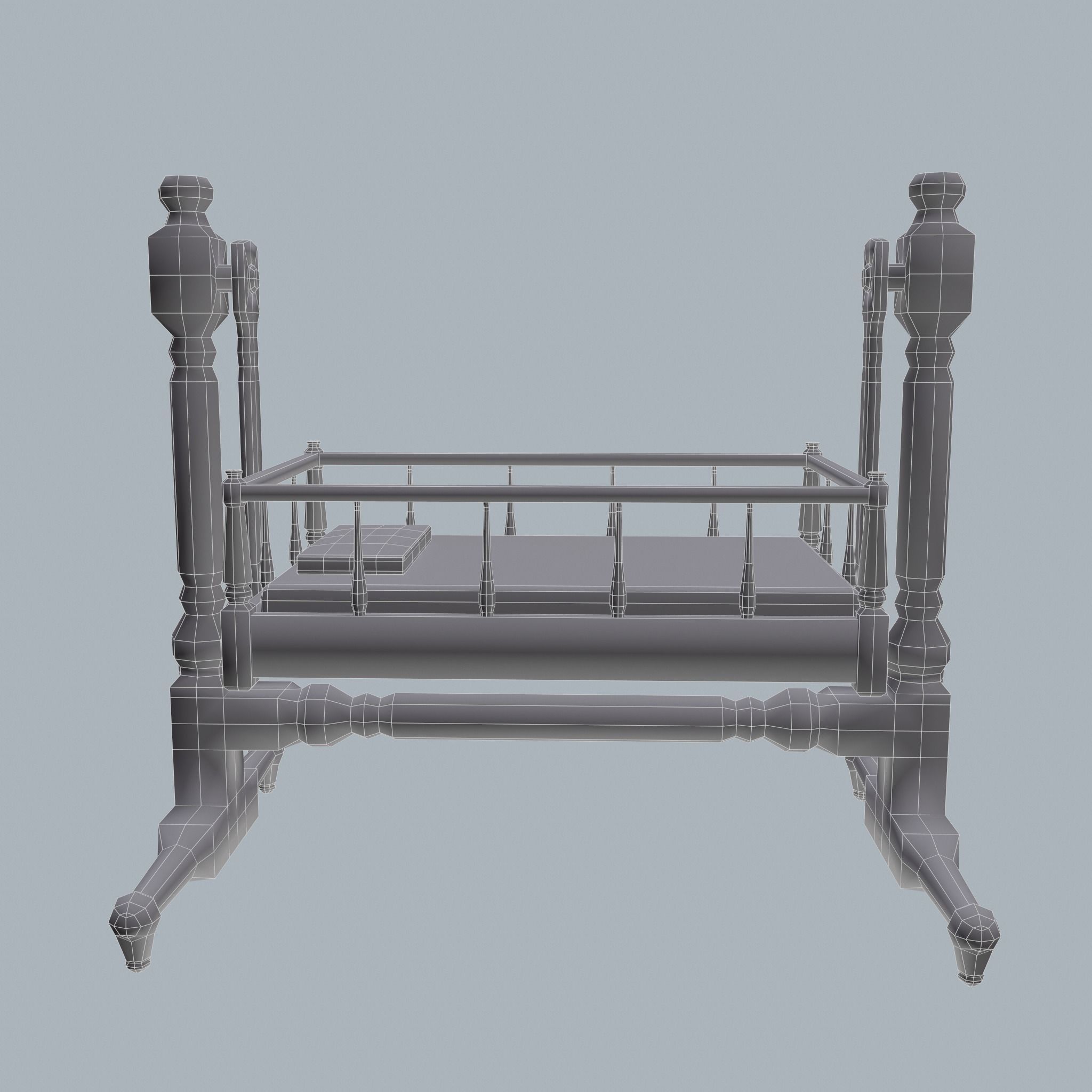 Antique Medieval Cradle Free low-poly 3D model_39