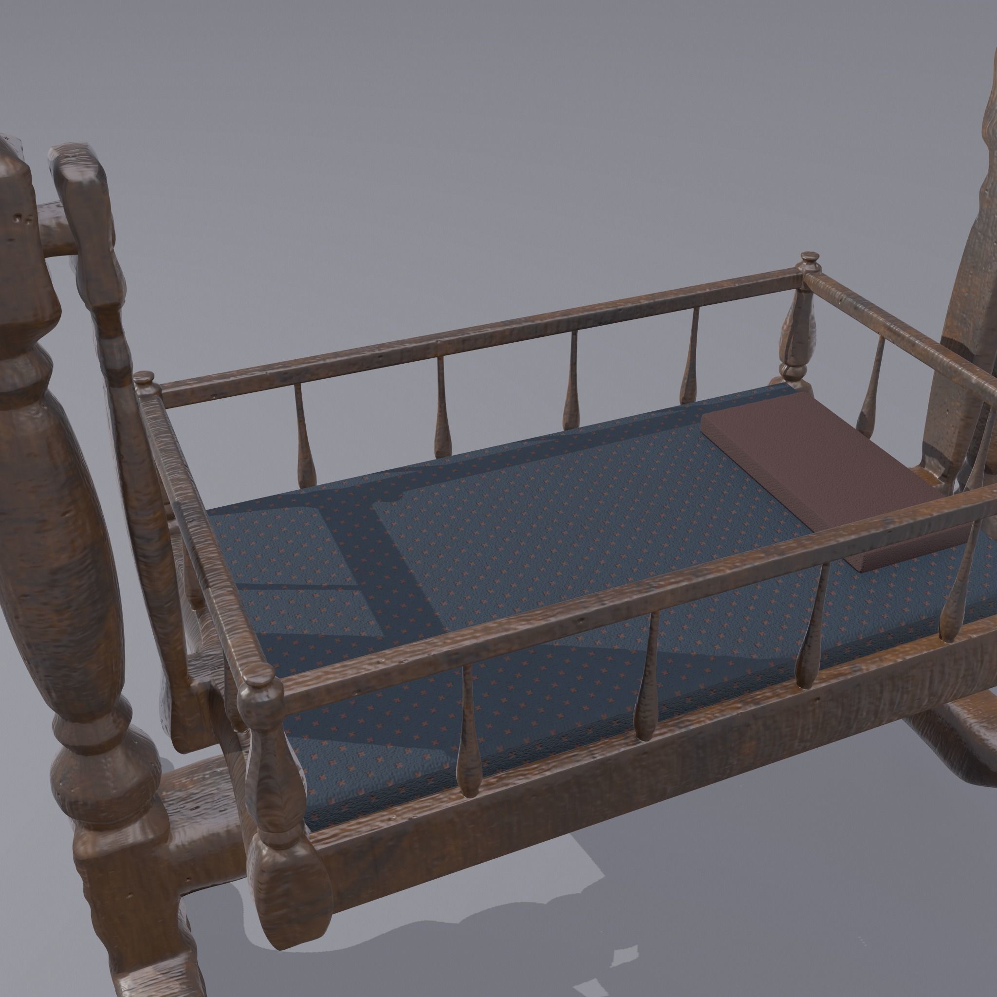 Antique Medieval Cradle Free low-poly 3D model_13