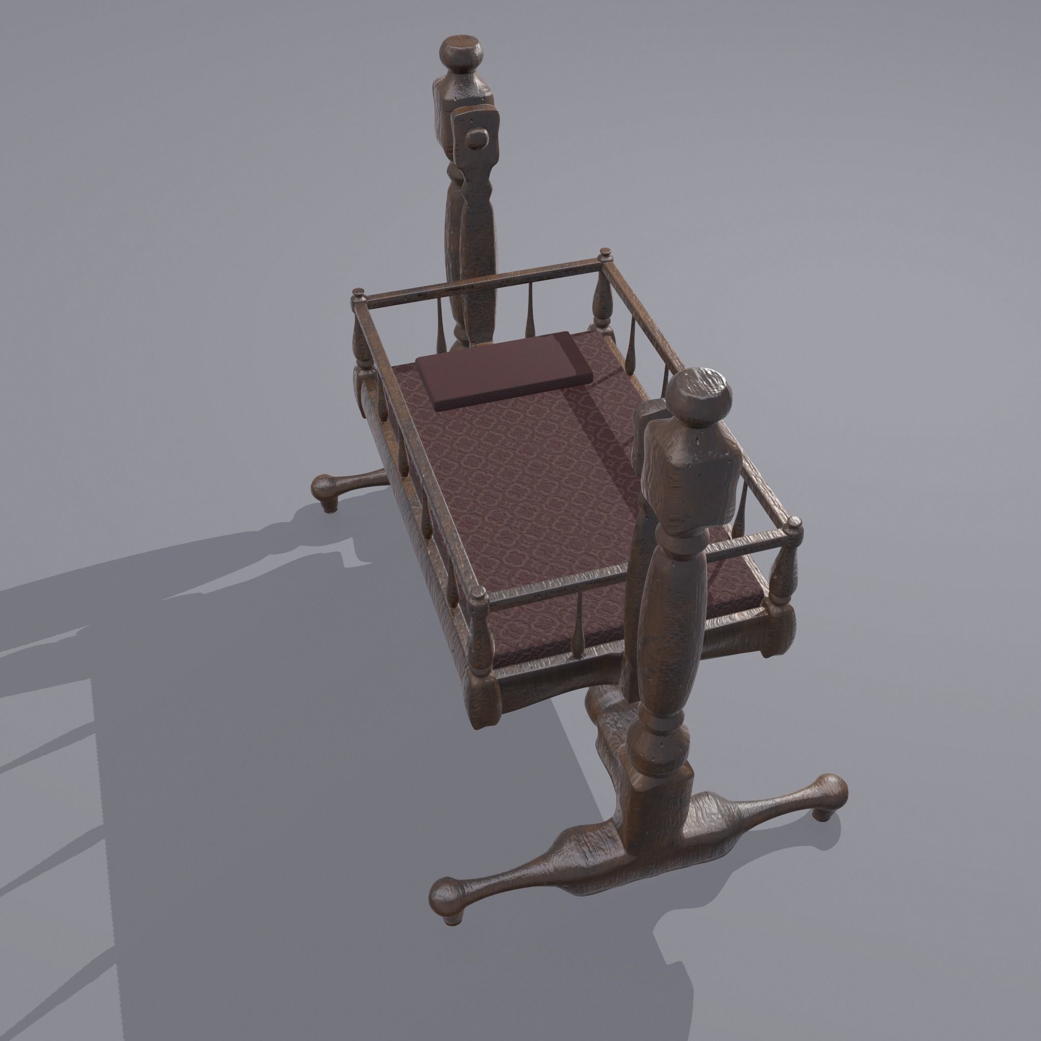 Antique Medieval Cradle Free low-poly 3D model_4