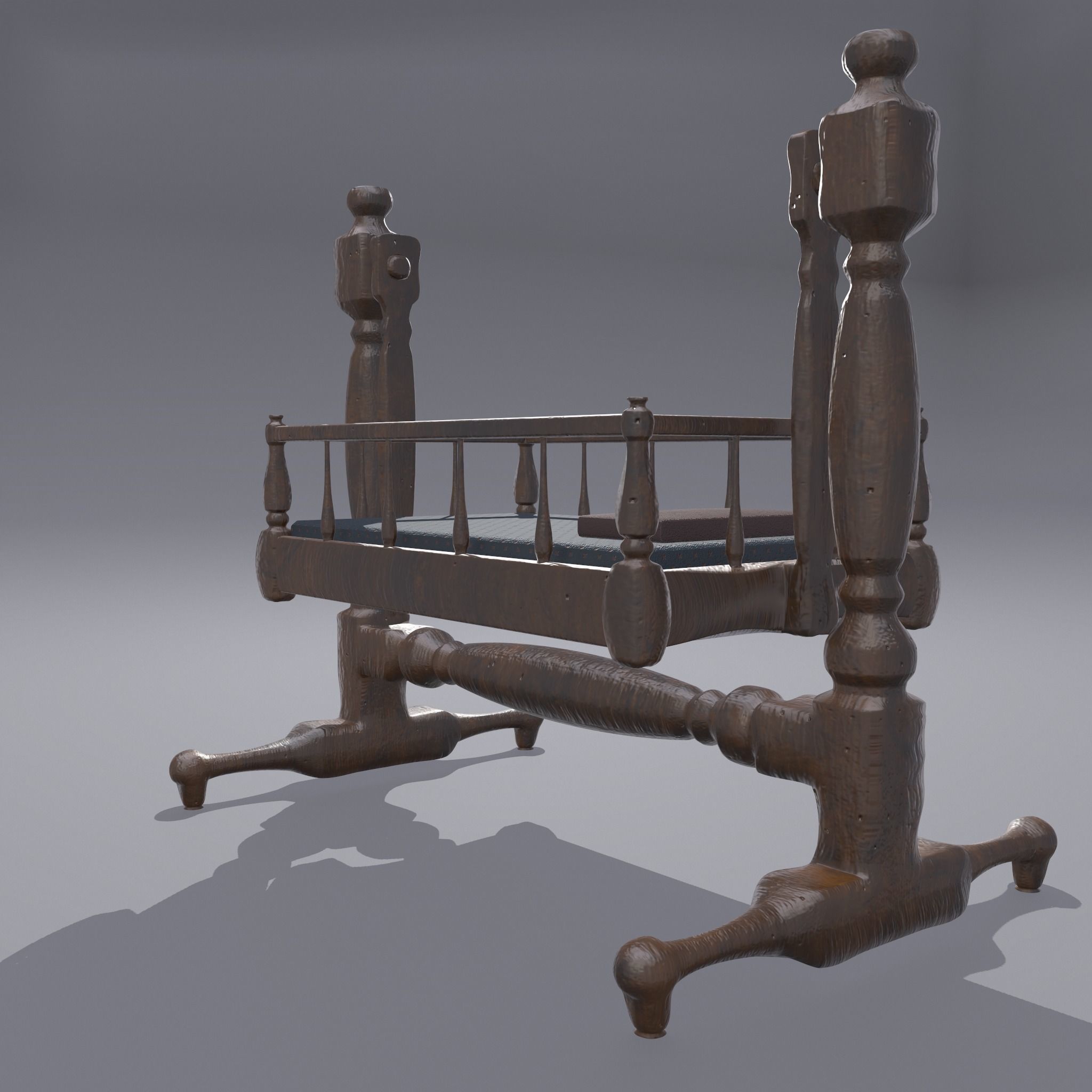 Antique Medieval Cradle Free low-poly 3D model_22