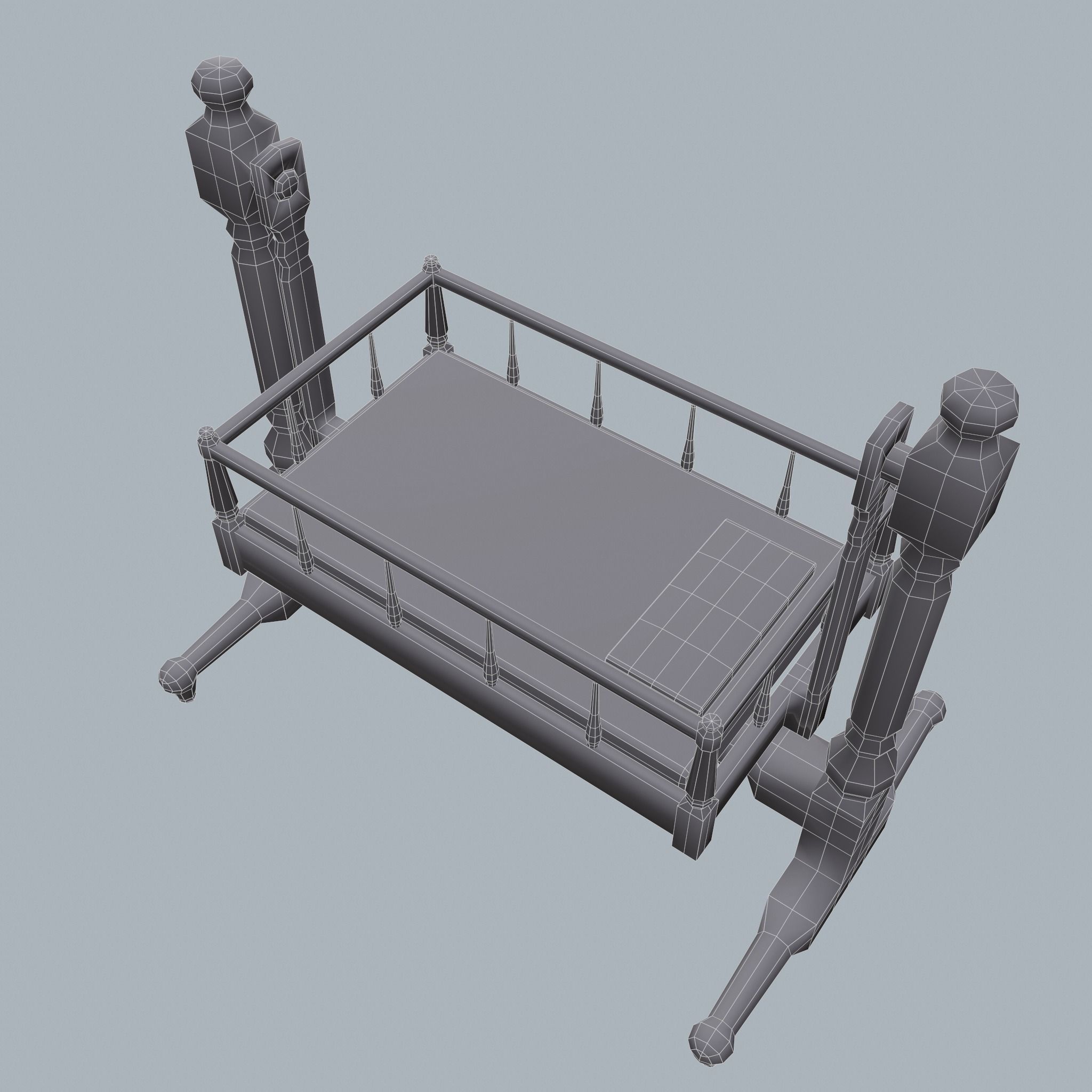 Antique Medieval Cradle Free low-poly 3D model_28