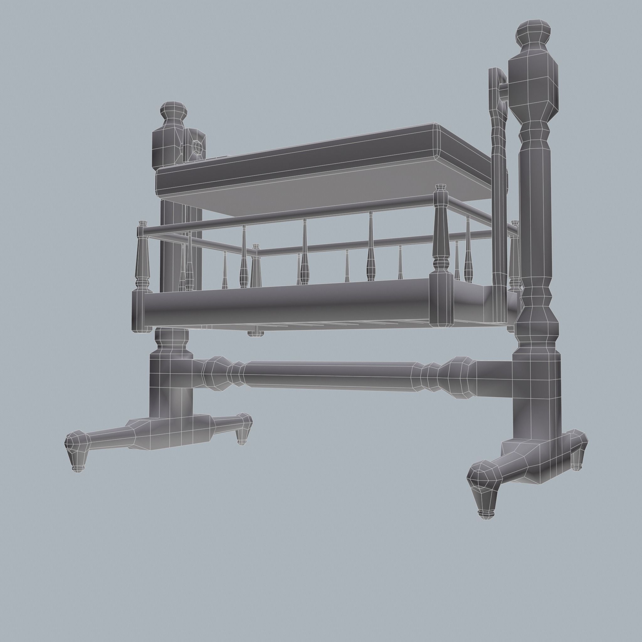 Antique Medieval Cradle Free low-poly 3D model_34