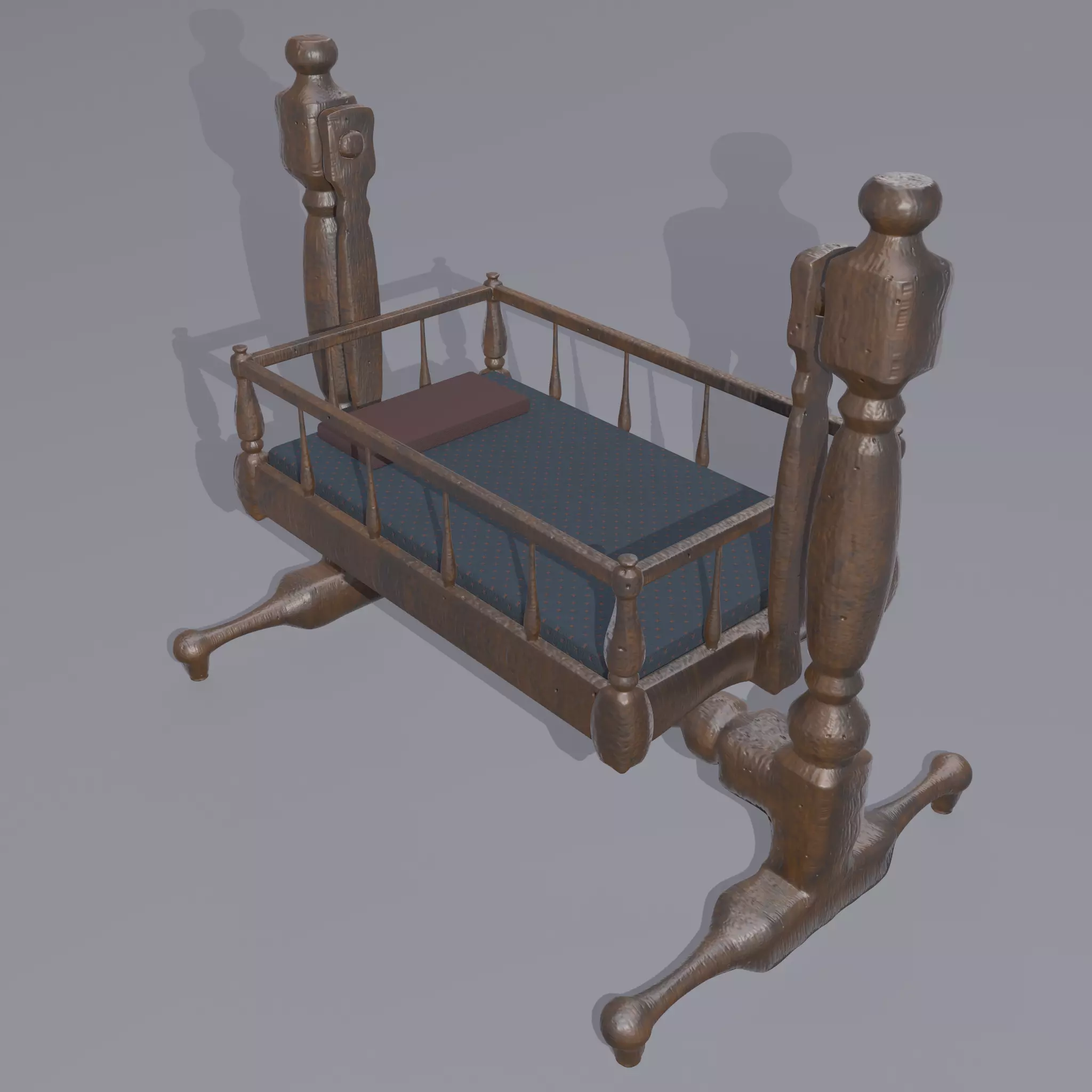Antique Medieval Cradle Free low-poly 3D model_0