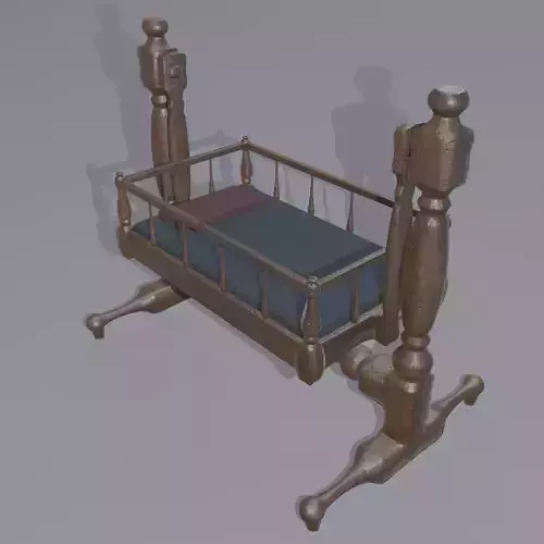 Antique Medieval Cradle Free low-poly 3D model