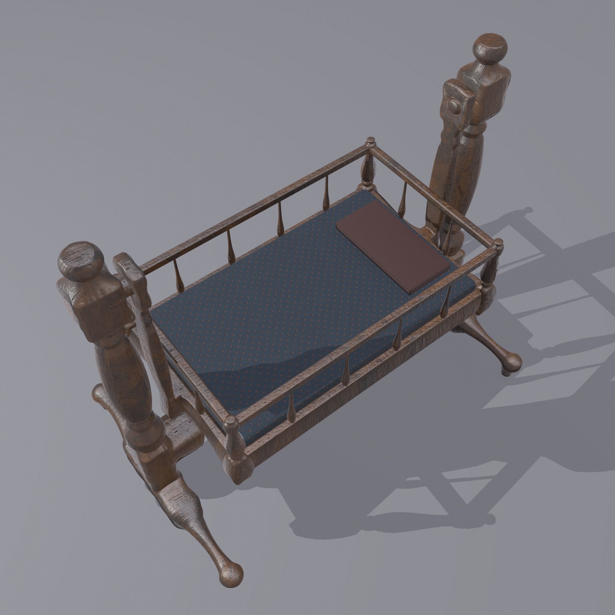 Antique Medieval Cradle Free low-poly 3D model_10