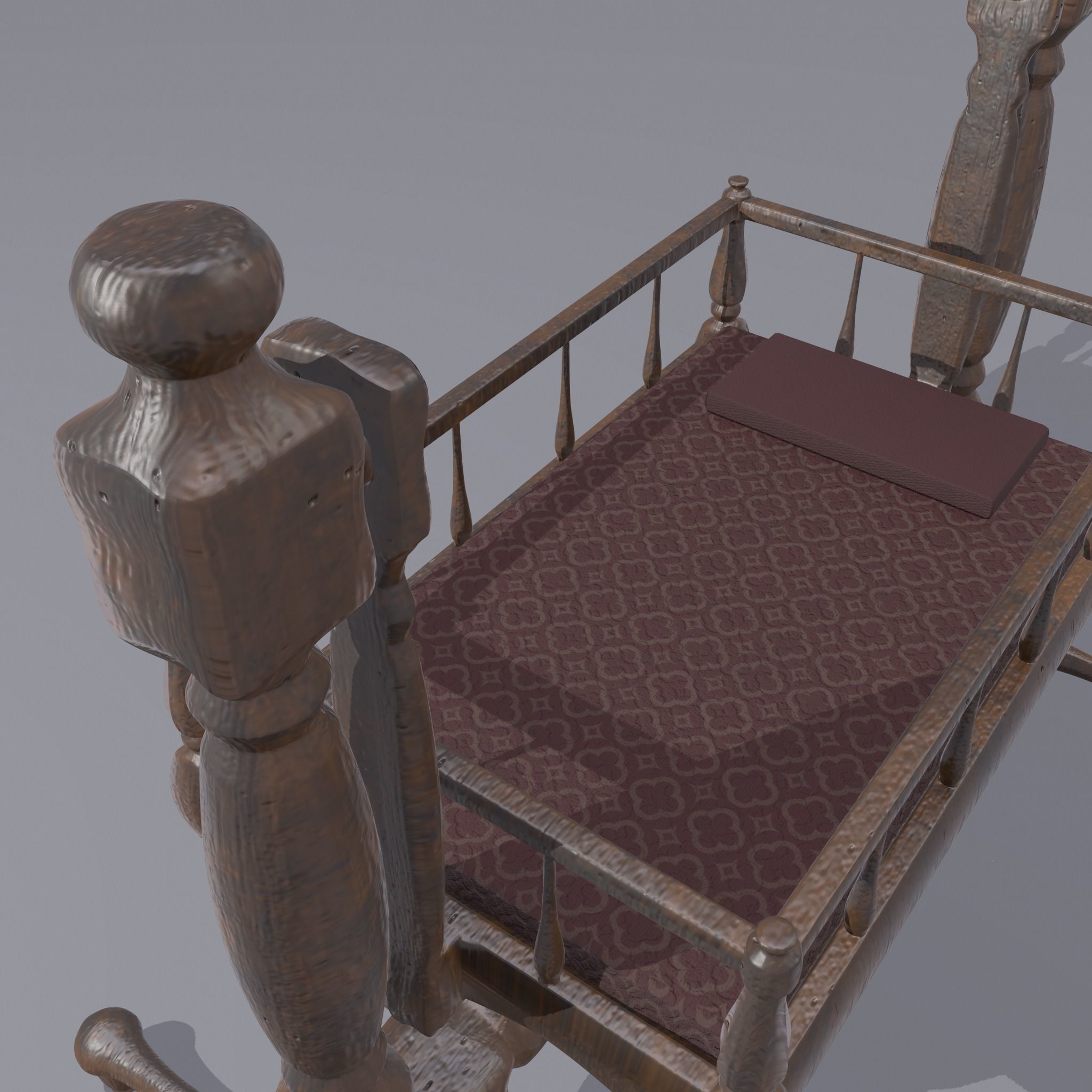 Antique Medieval Cradle Free low-poly 3D model_12