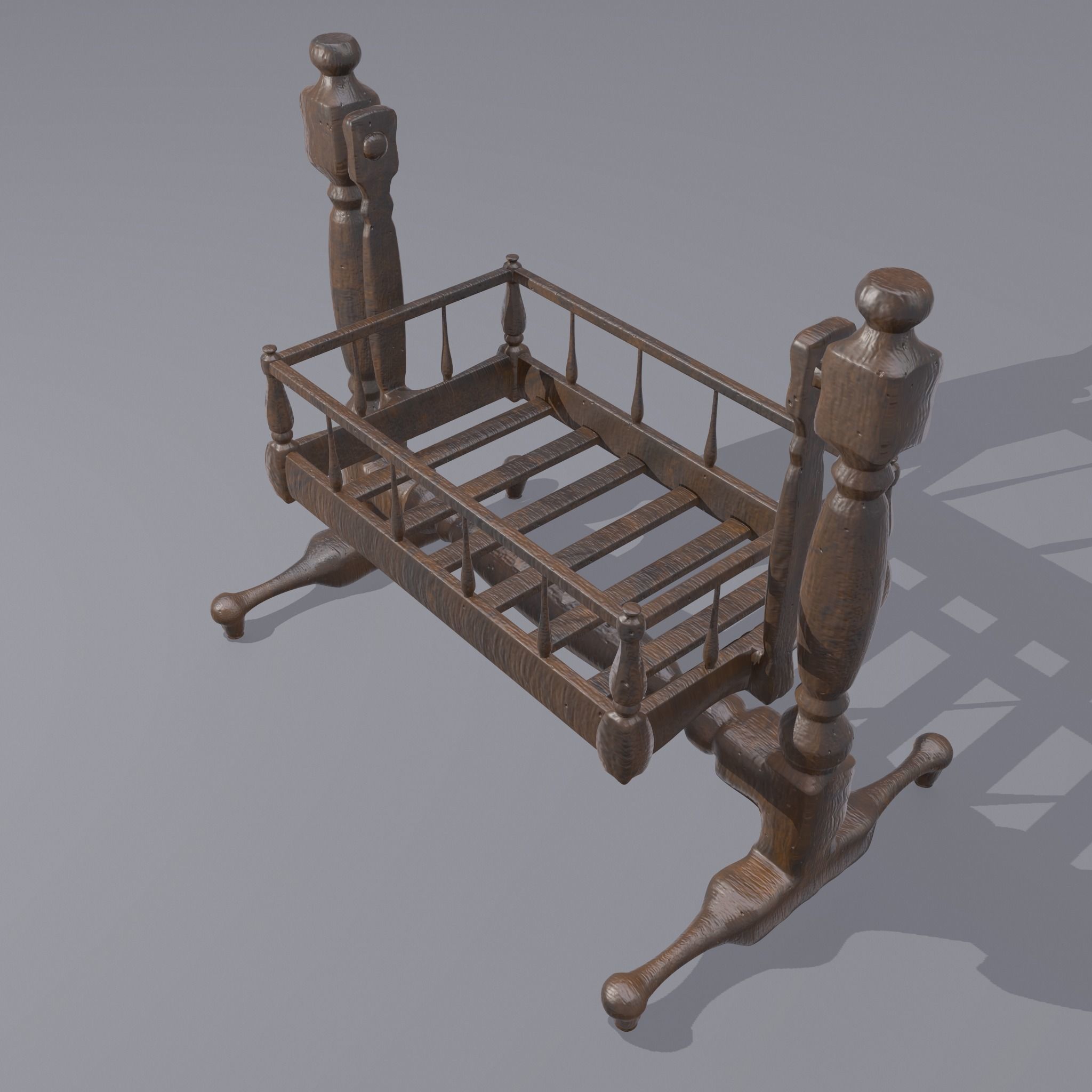 Antique Medieval Cradle Free low-poly 3D model_18