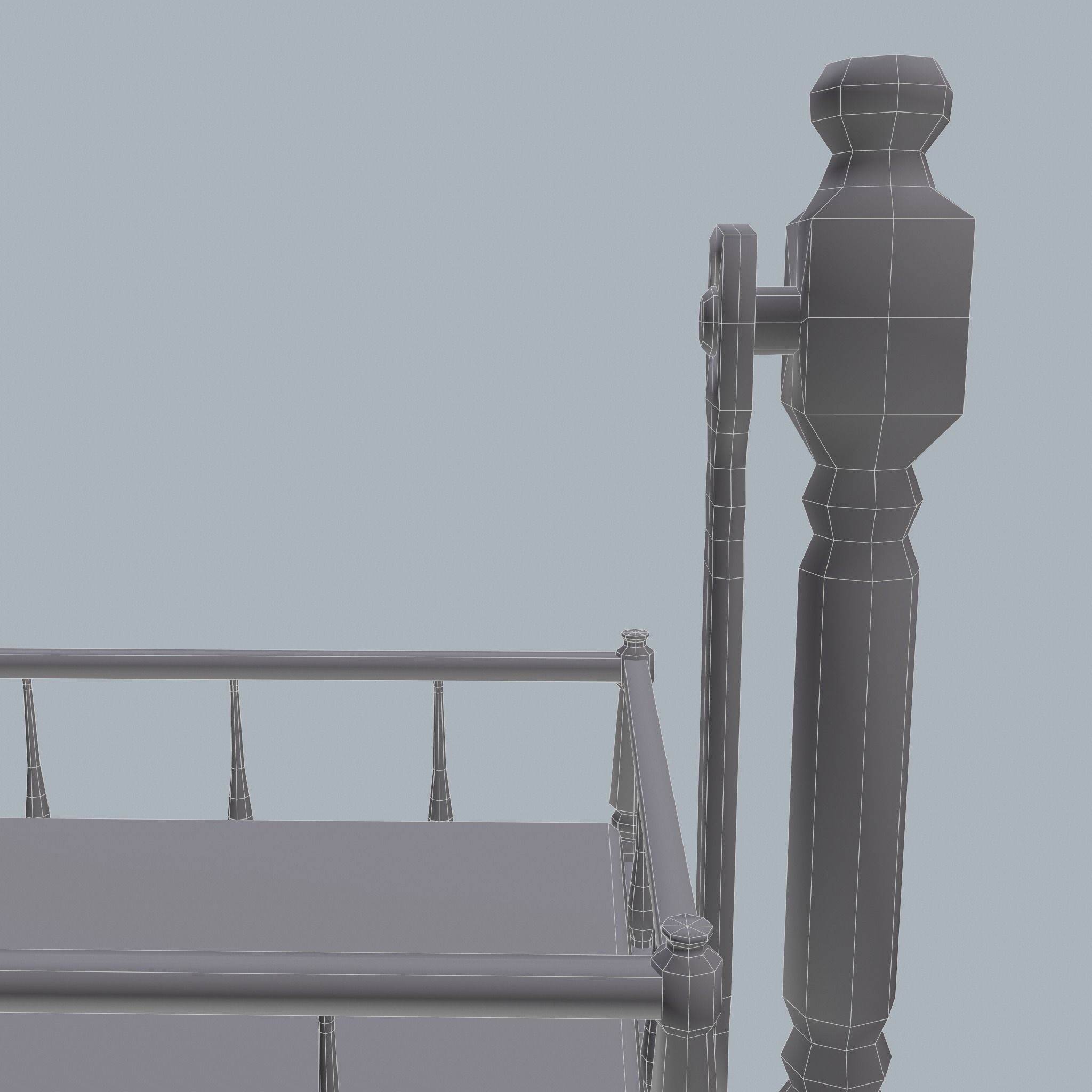 Antique Medieval Cradle Free low-poly 3D model_37