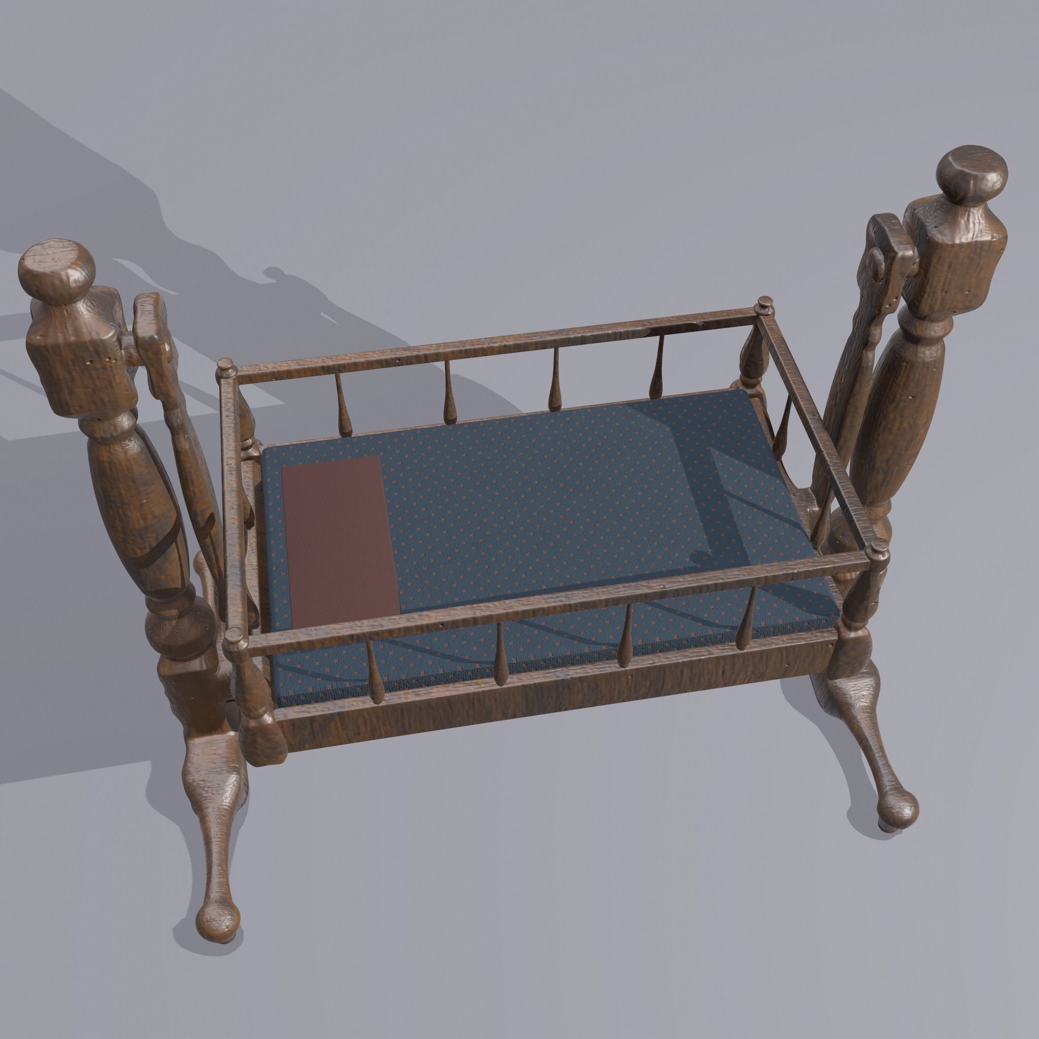 Antique Medieval Cradle Free low-poly 3D model_25