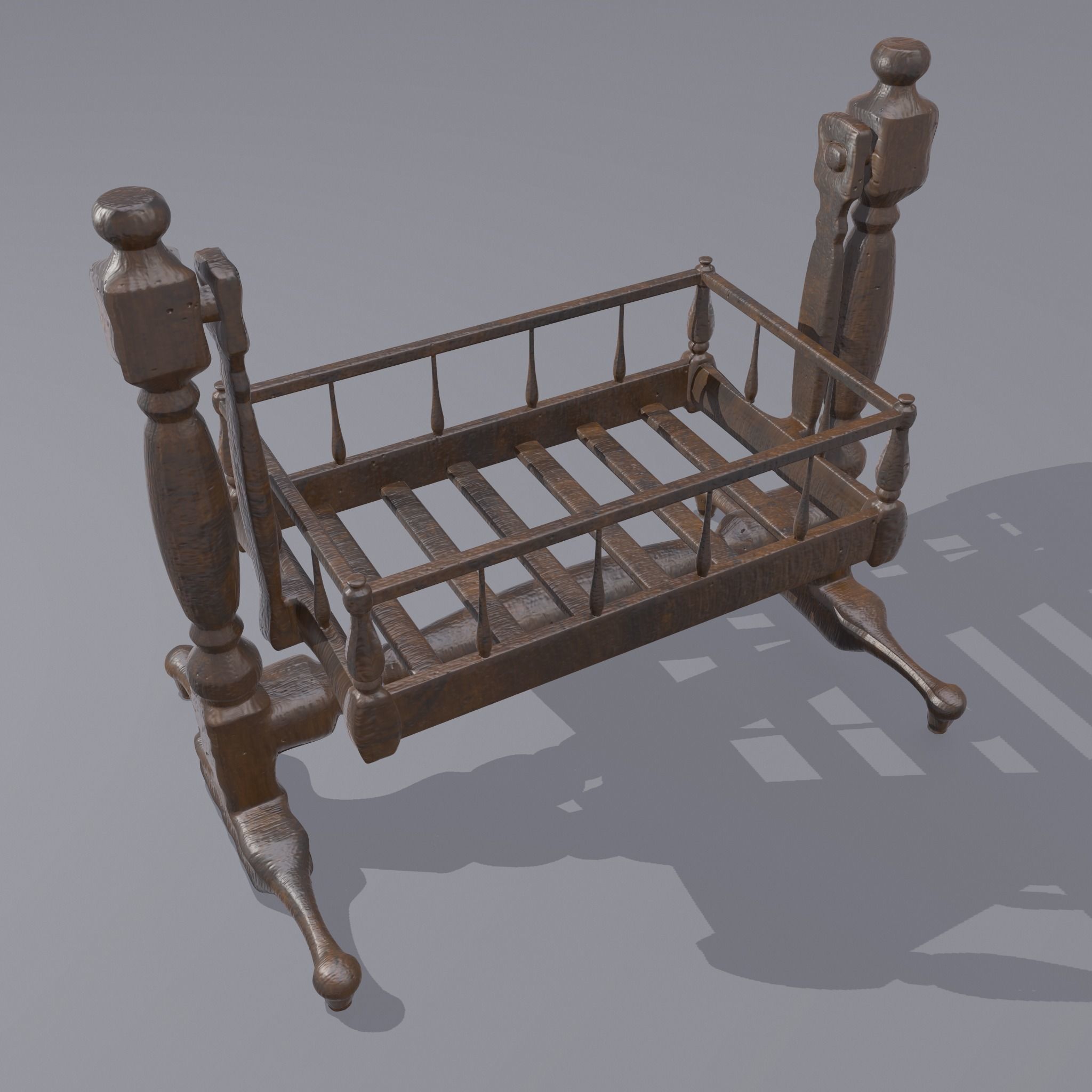 Antique Medieval Cradle Free low-poly 3D model_17