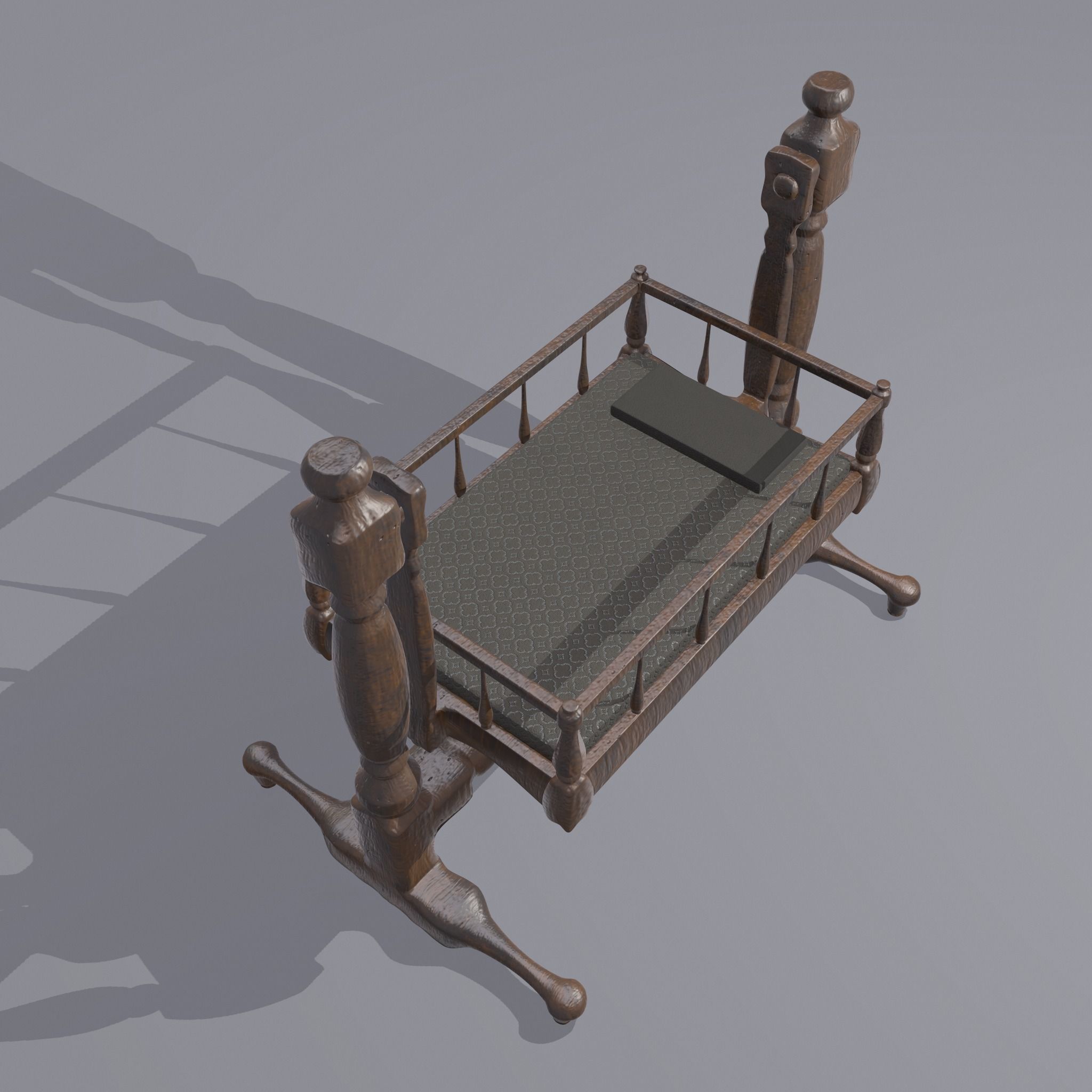 Antique Medieval Cradle Free low-poly 3D model_5