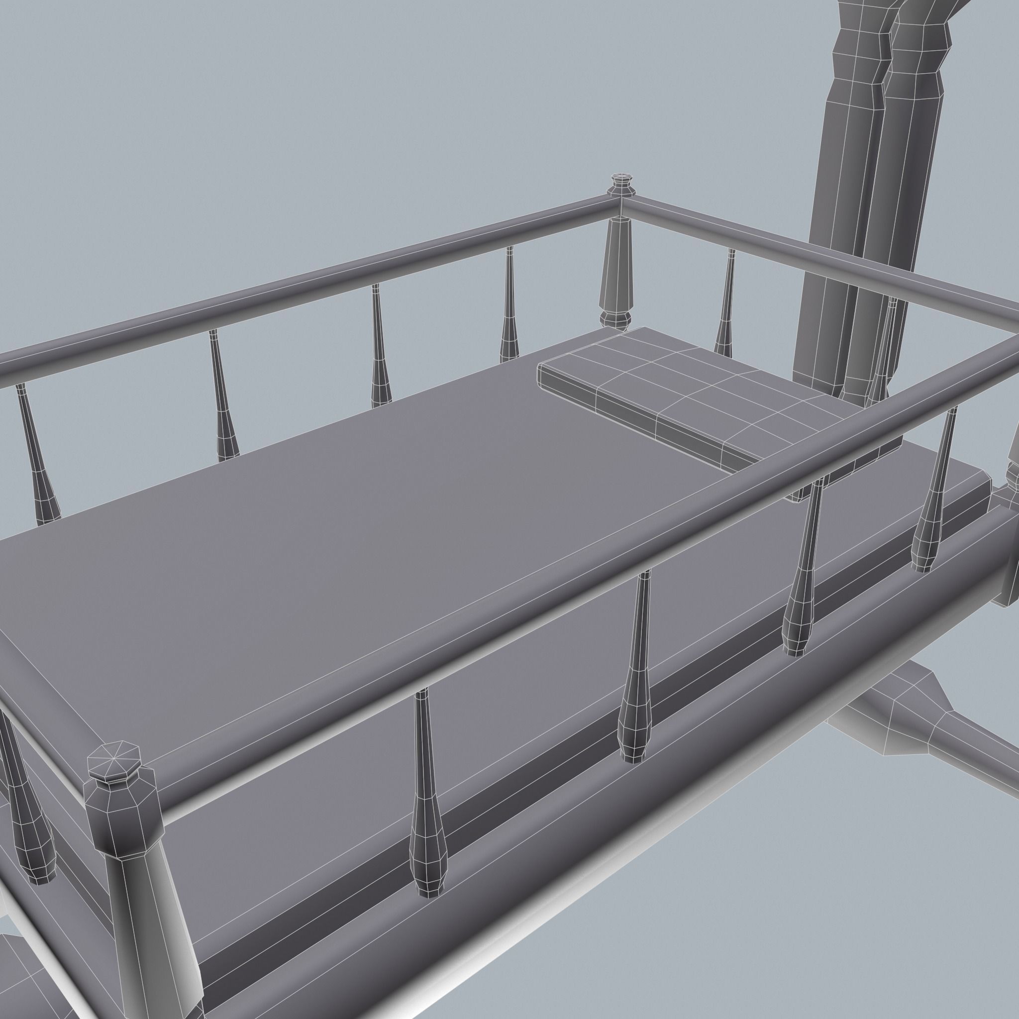 Antique Medieval Cradle Free low-poly 3D model_35