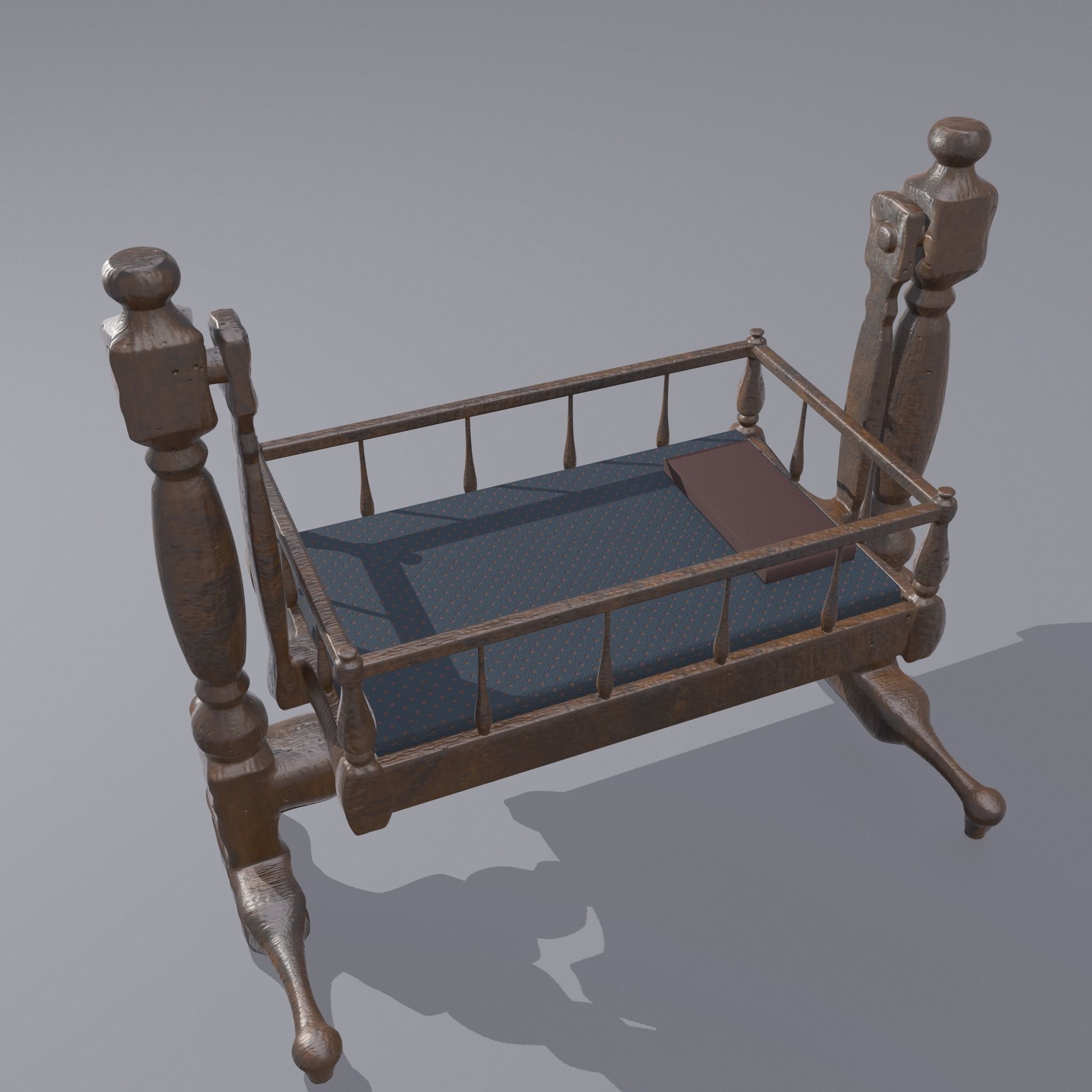Antique Medieval Cradle Free low-poly 3D model_20
