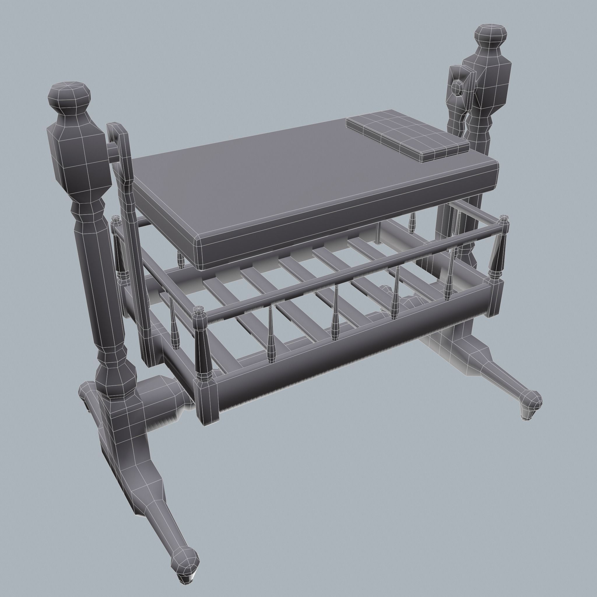 Antique Medieval Cradle Free low-poly 3D model_32