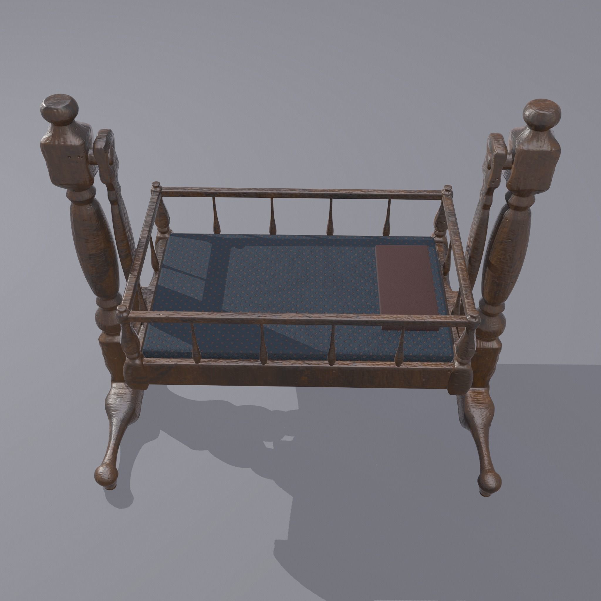 Antique Medieval Cradle Free low-poly 3D model_11