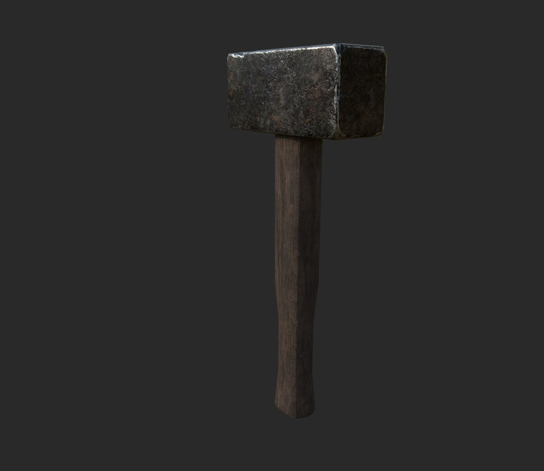 Medieval Blacksmith Hammer  3D model_3