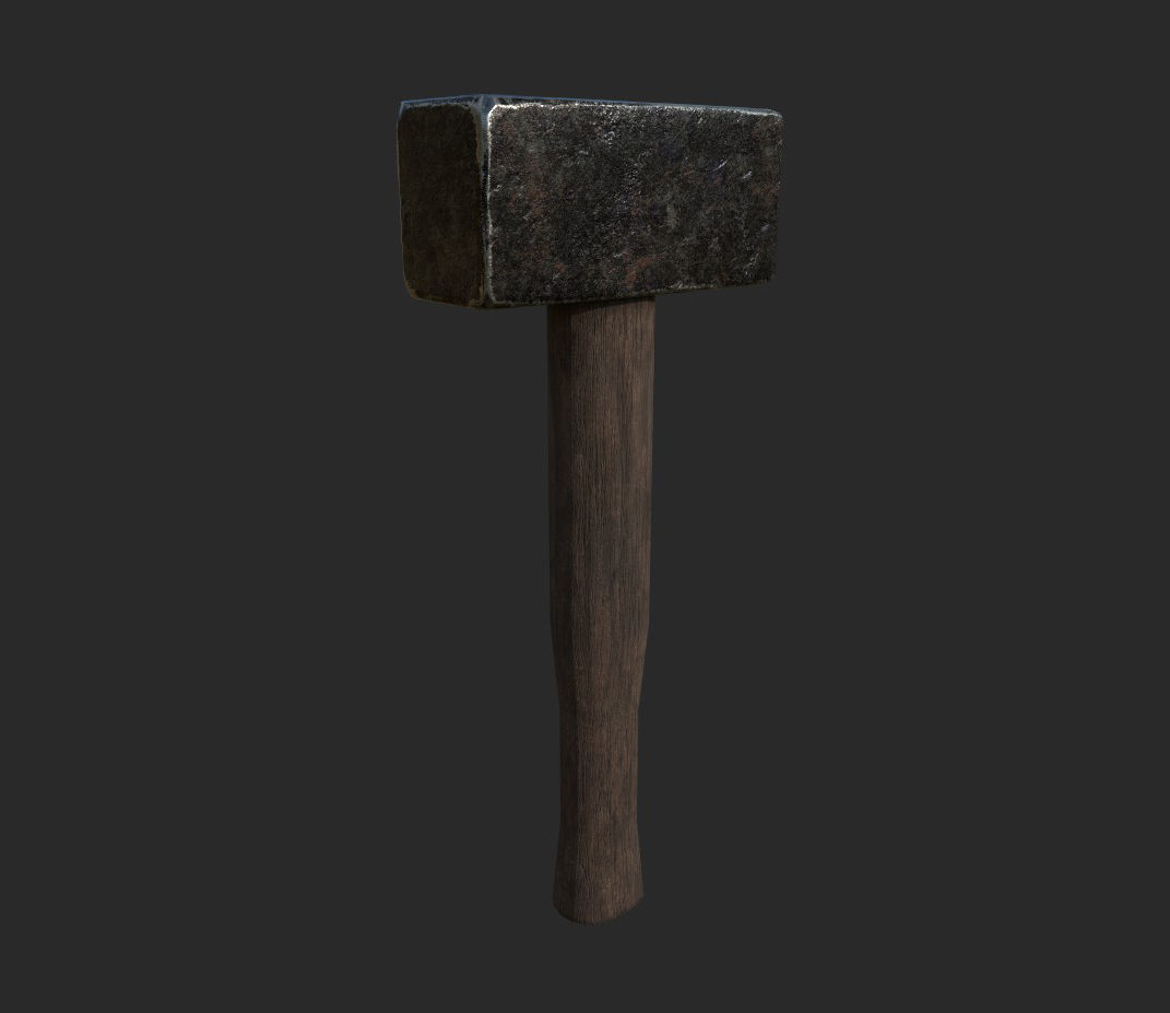 Medieval Blacksmith Hammer  3D model_5