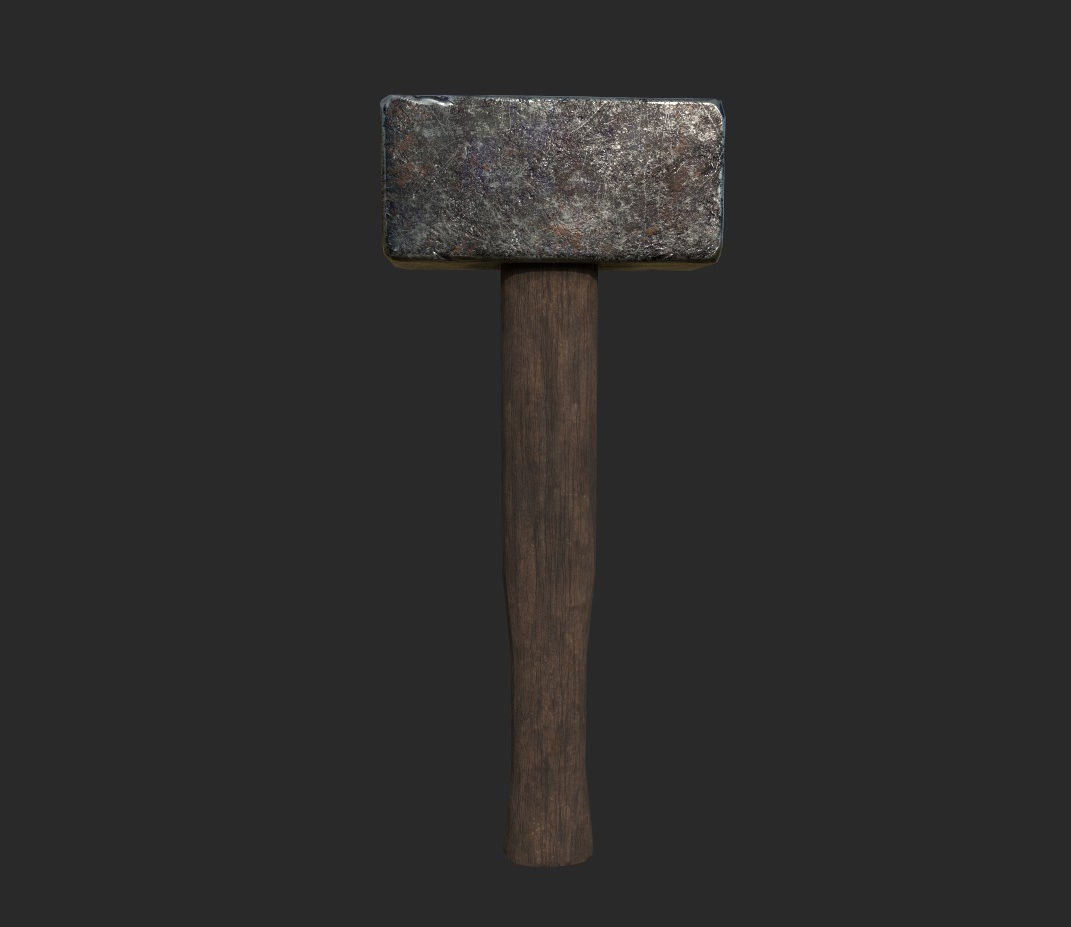 Medieval Blacksmith Hammer  3D model_4