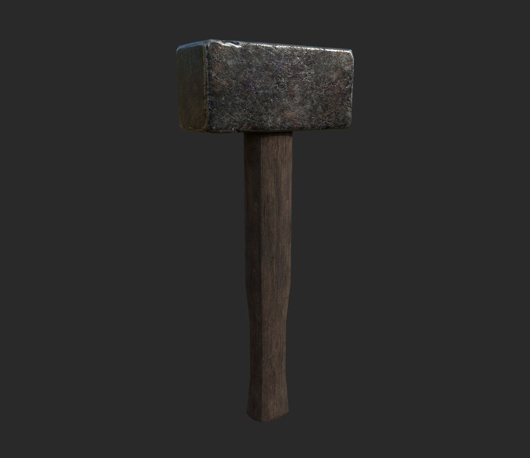 Medieval Blacksmith Hammer  3D model_2