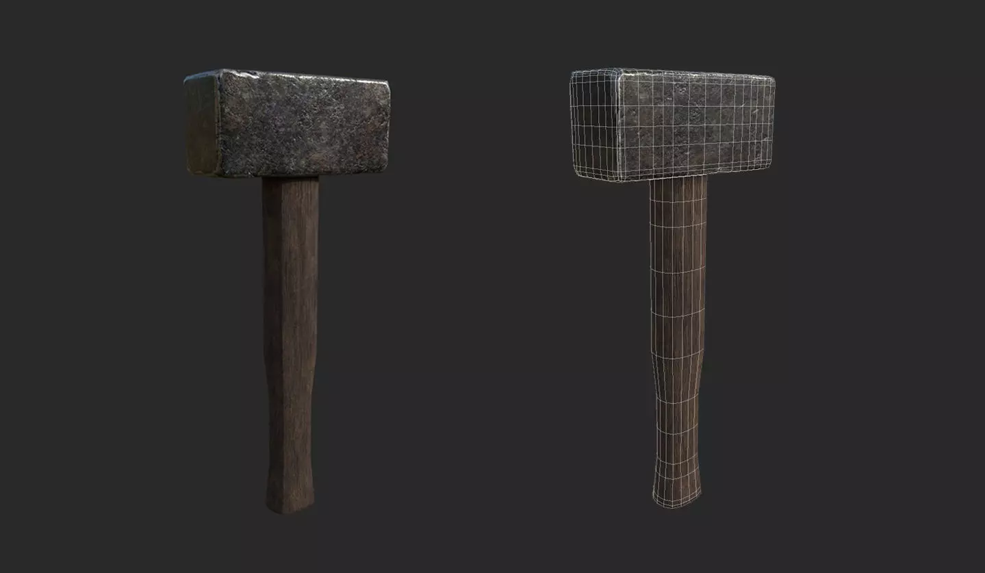 Medieval Blacksmith Hammer  3D model_0
