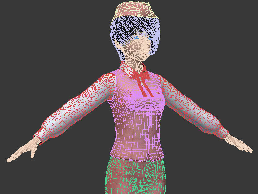 T pose rigged model of Tsubame with various outfit  3D model_9
