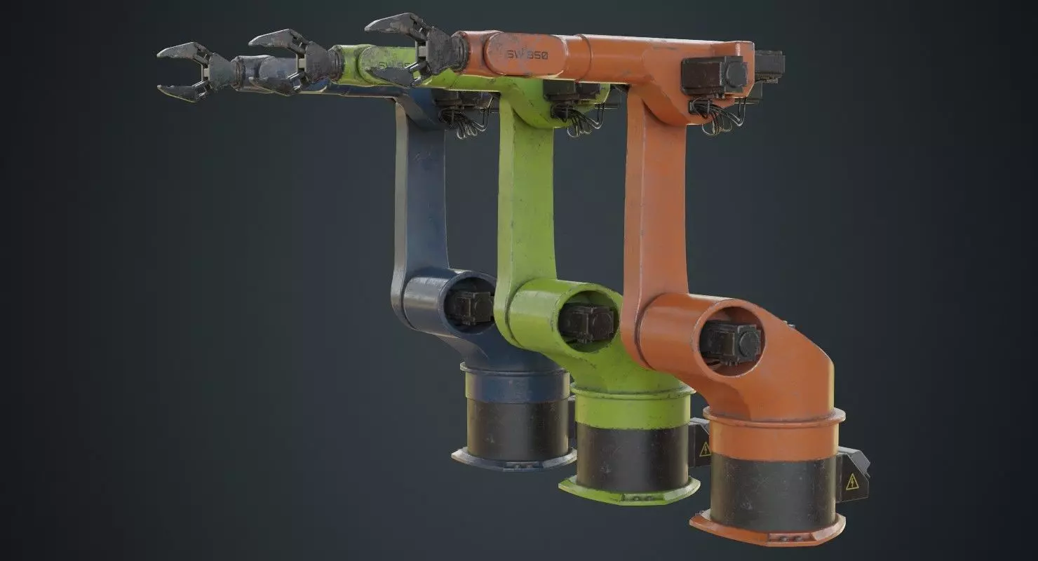 Industrial Robot 3B Low-poly 3D model_0