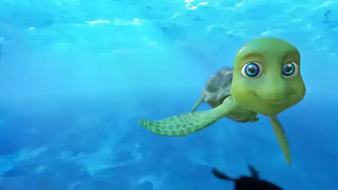 cartoon sea turtle Low-poly 3D model