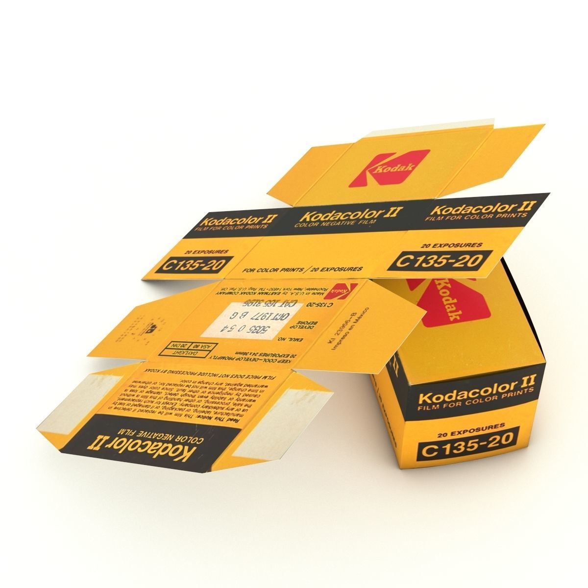1977 Kodacolor II C 135-20 Color Negative Film Box 3D model_9