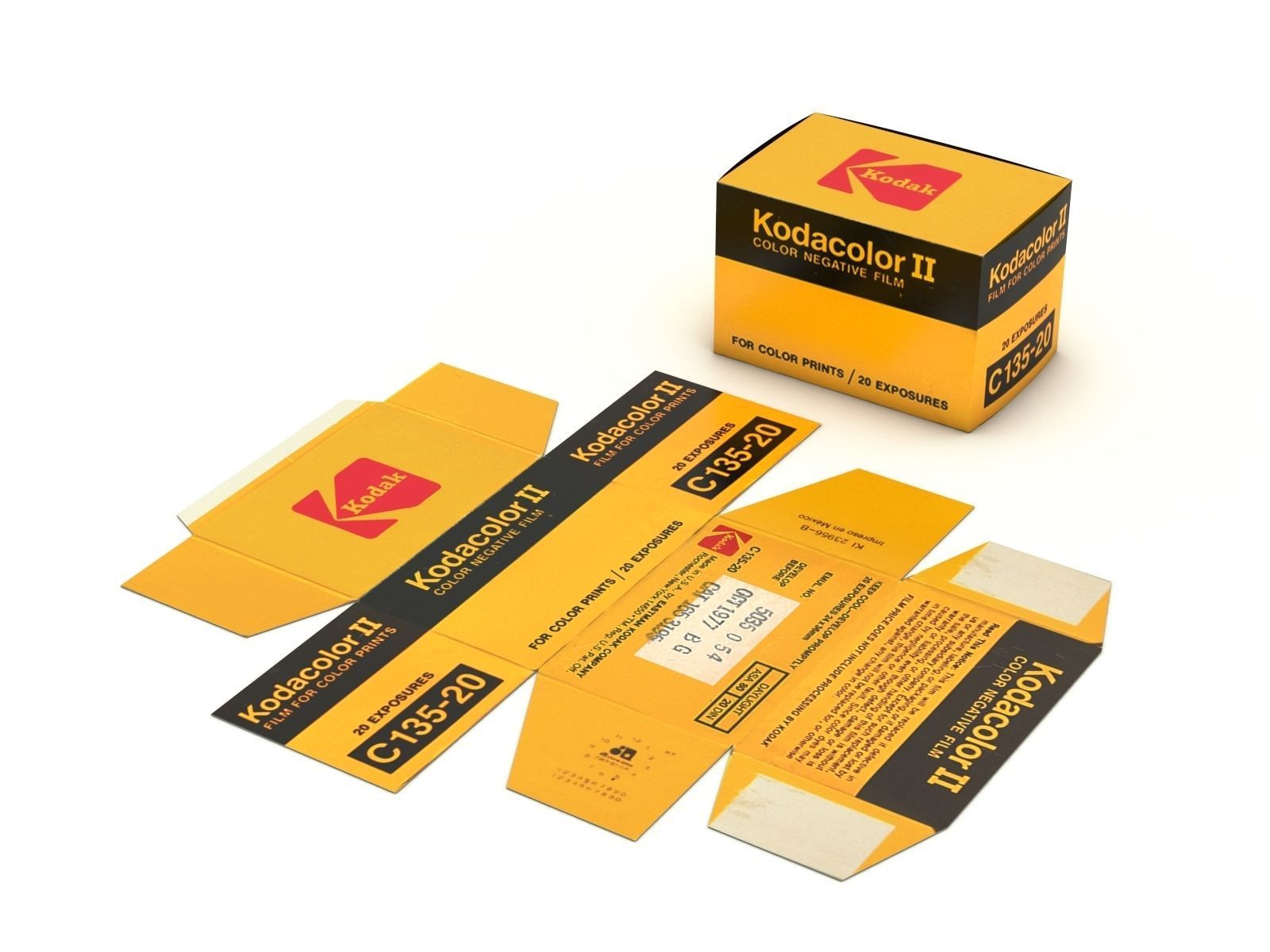 1977 Kodacolor II C 135-20 Color Negative Film Box 3D model_5