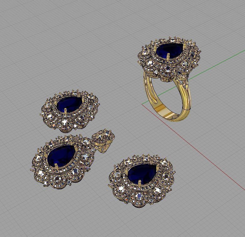 Diamond and emerald set  3D print model 3D print model_6