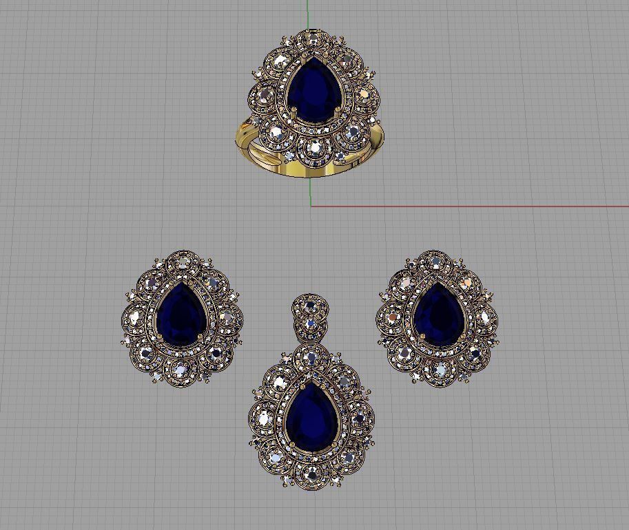 Diamond and emerald set  3D print model 3D print model_13