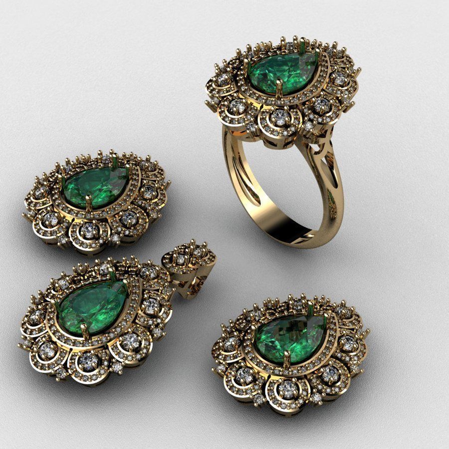Diamond and emerald set  3D print model 3D print model_1