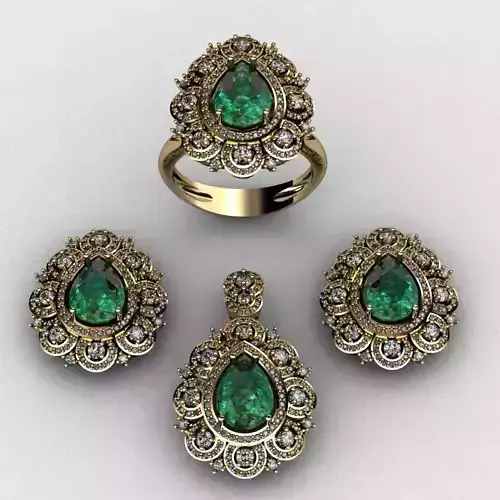 Diamond and emerald set  3D print model