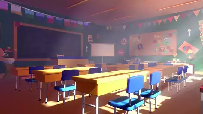 Asset - Cartoons - Background - Classroom - 02 3D model